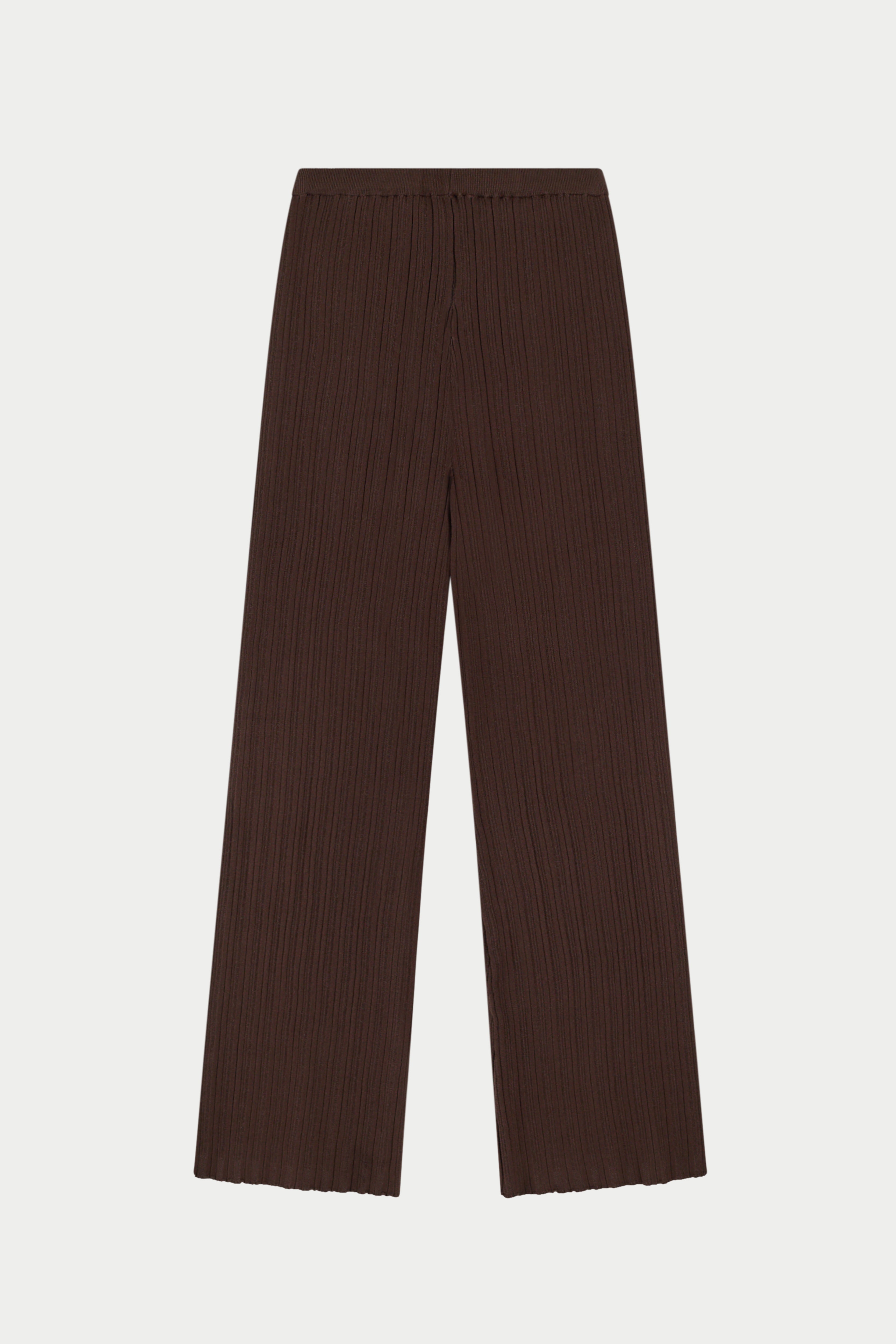 RIBBED KNITTED TROUSERS - CHOCOLATE
