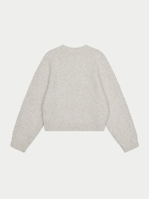 CONTRAST EMBLEM KNIT CREW - BEIGE
