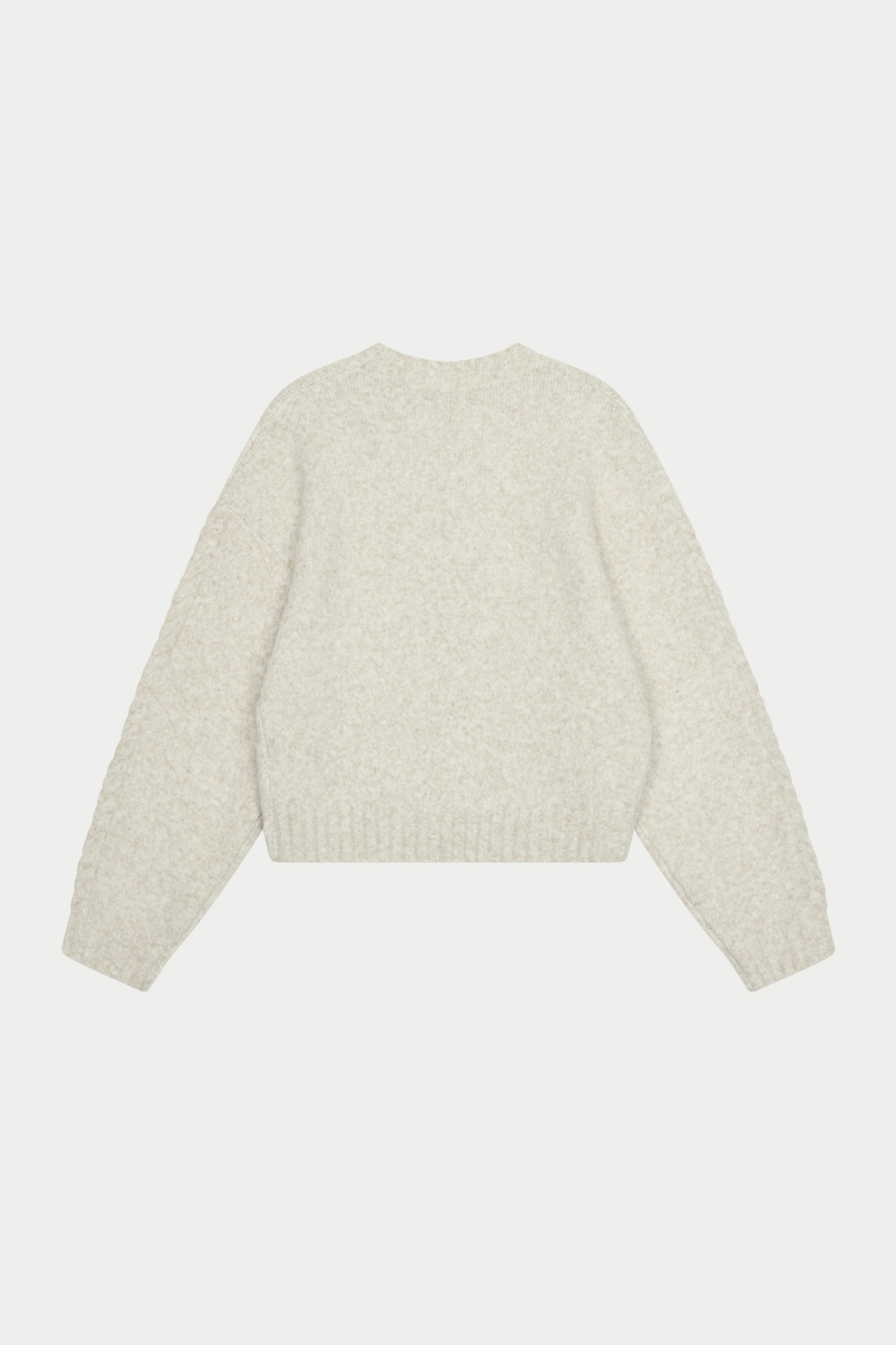 CONTRAST EMBLEM KNIT CREW - BEIGE