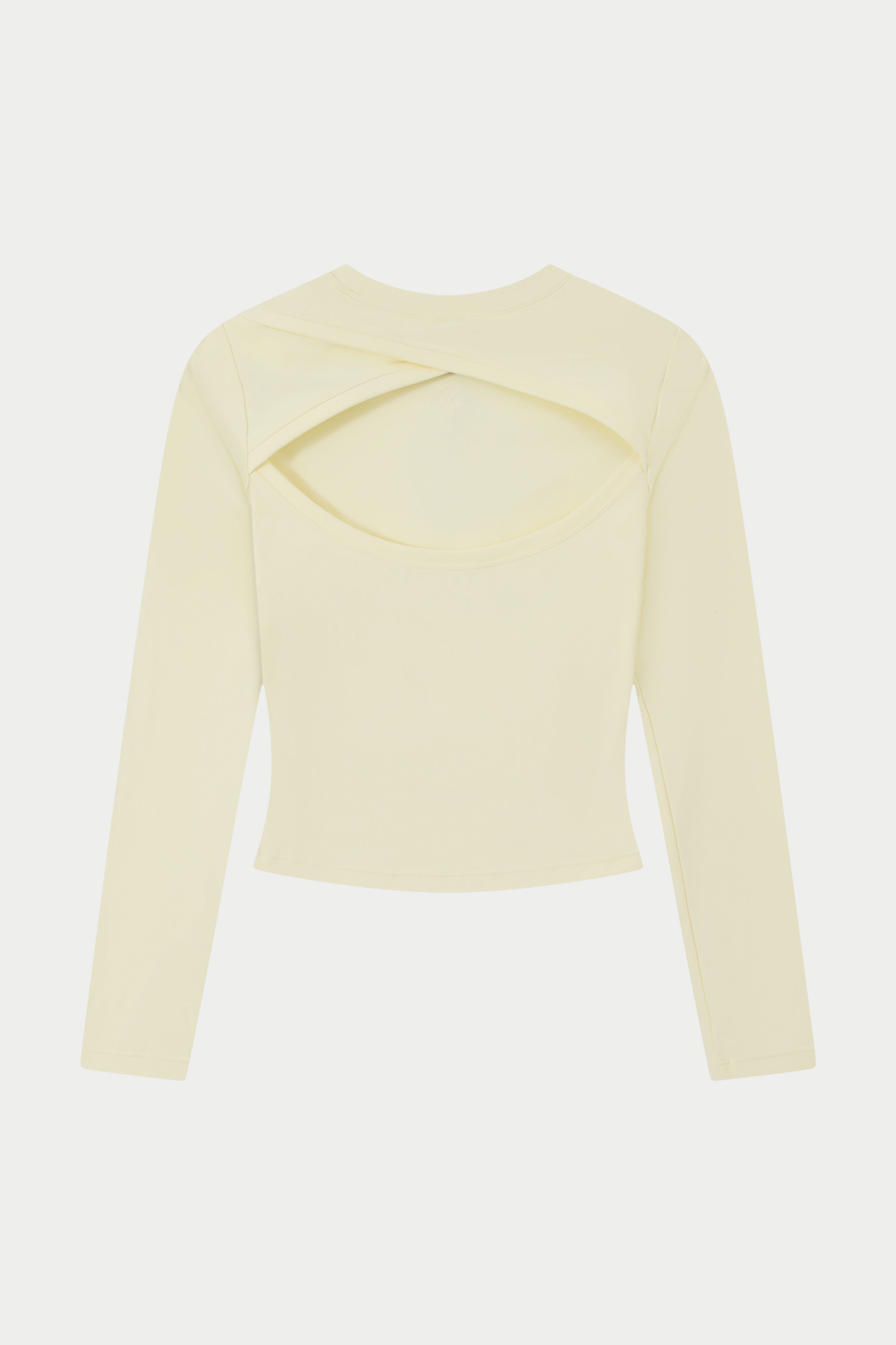 SCULPTING STRETCH CROSSOVER BACK LONG SLEEVE TOP - YELLOW