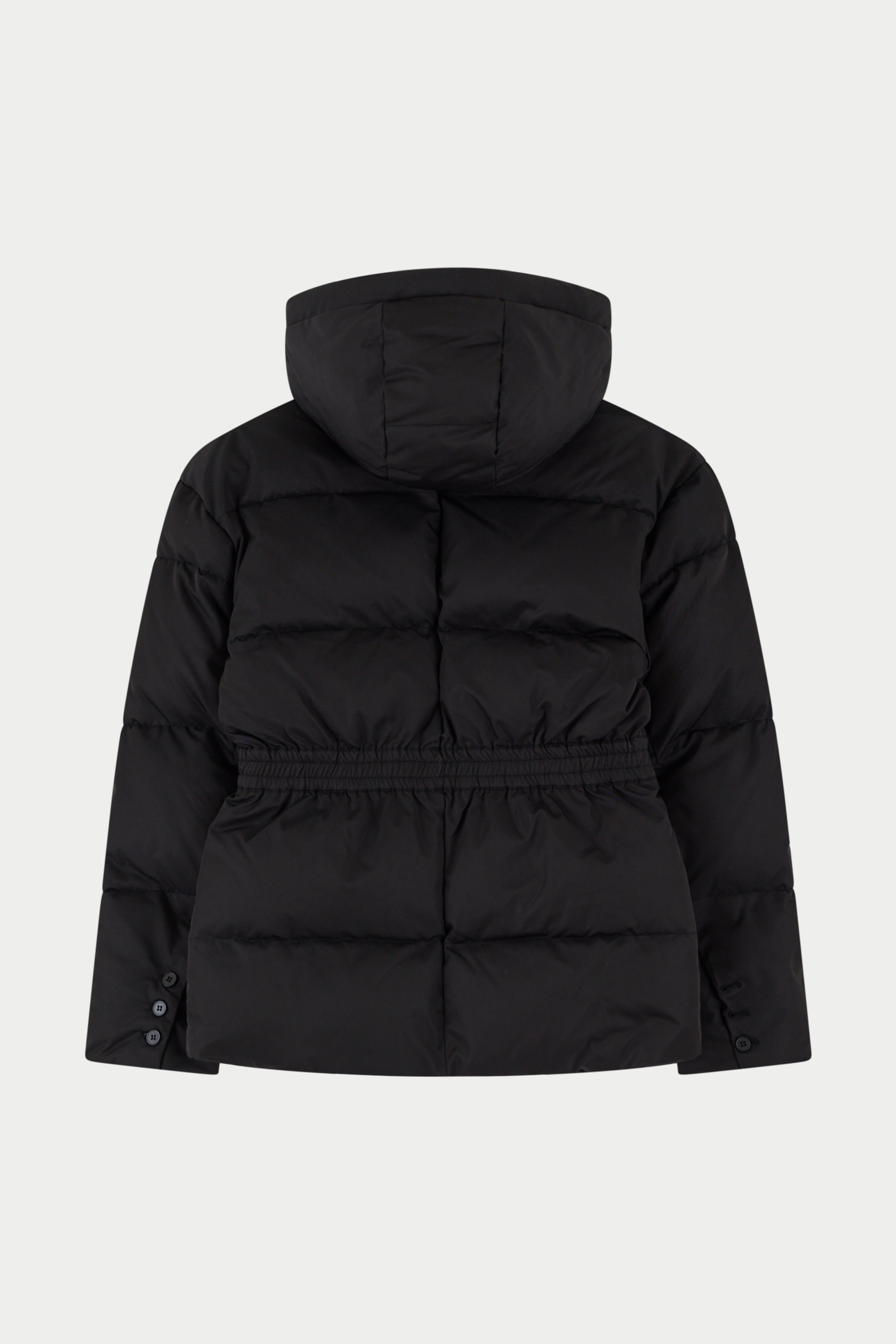 NYLON BELTED PUFFER - BLACK