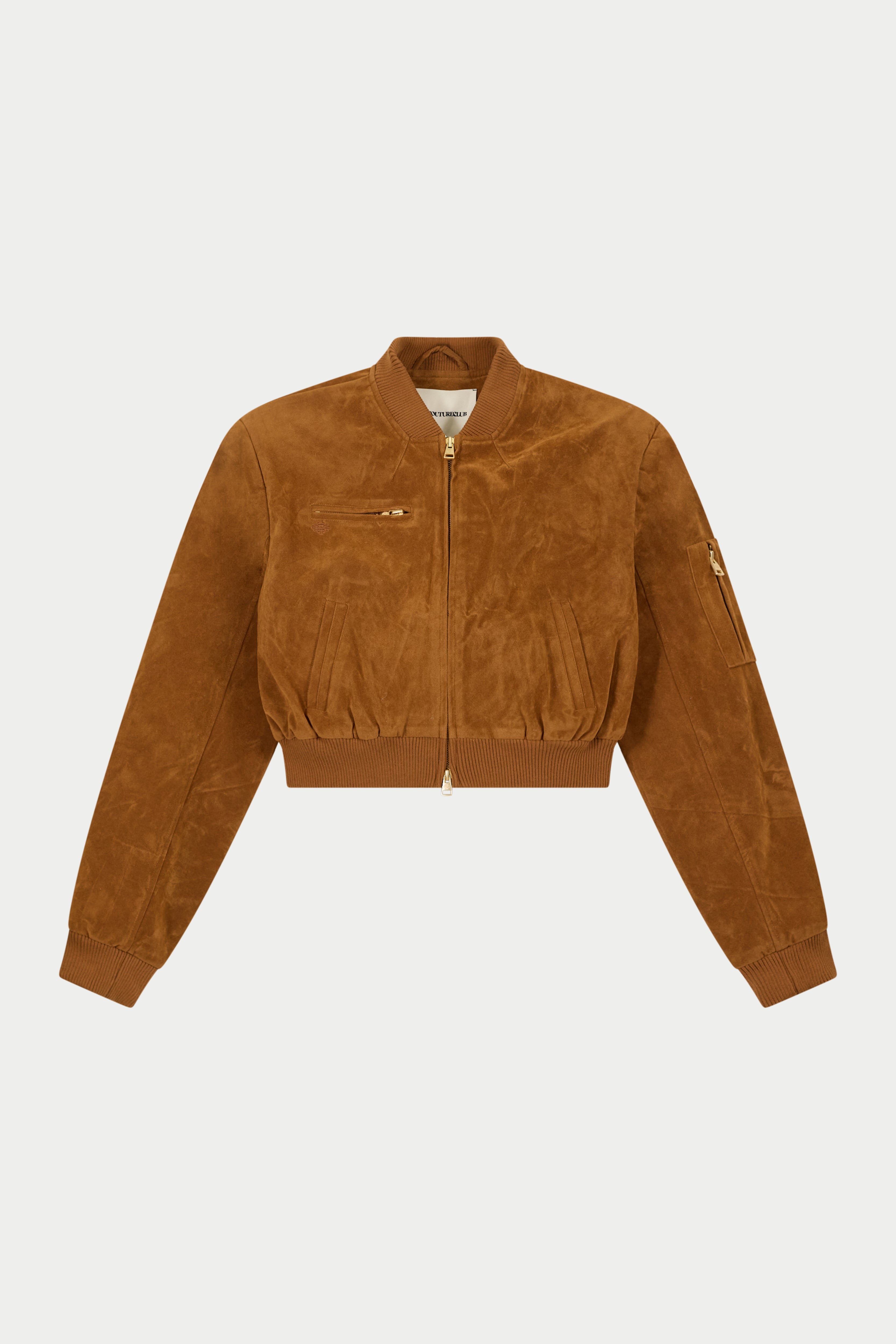 FAUX SUEDE BOMBER JACKET - TAN
