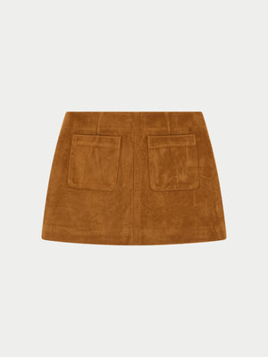 FAUX SUEDE MINI SKIRT - TAN