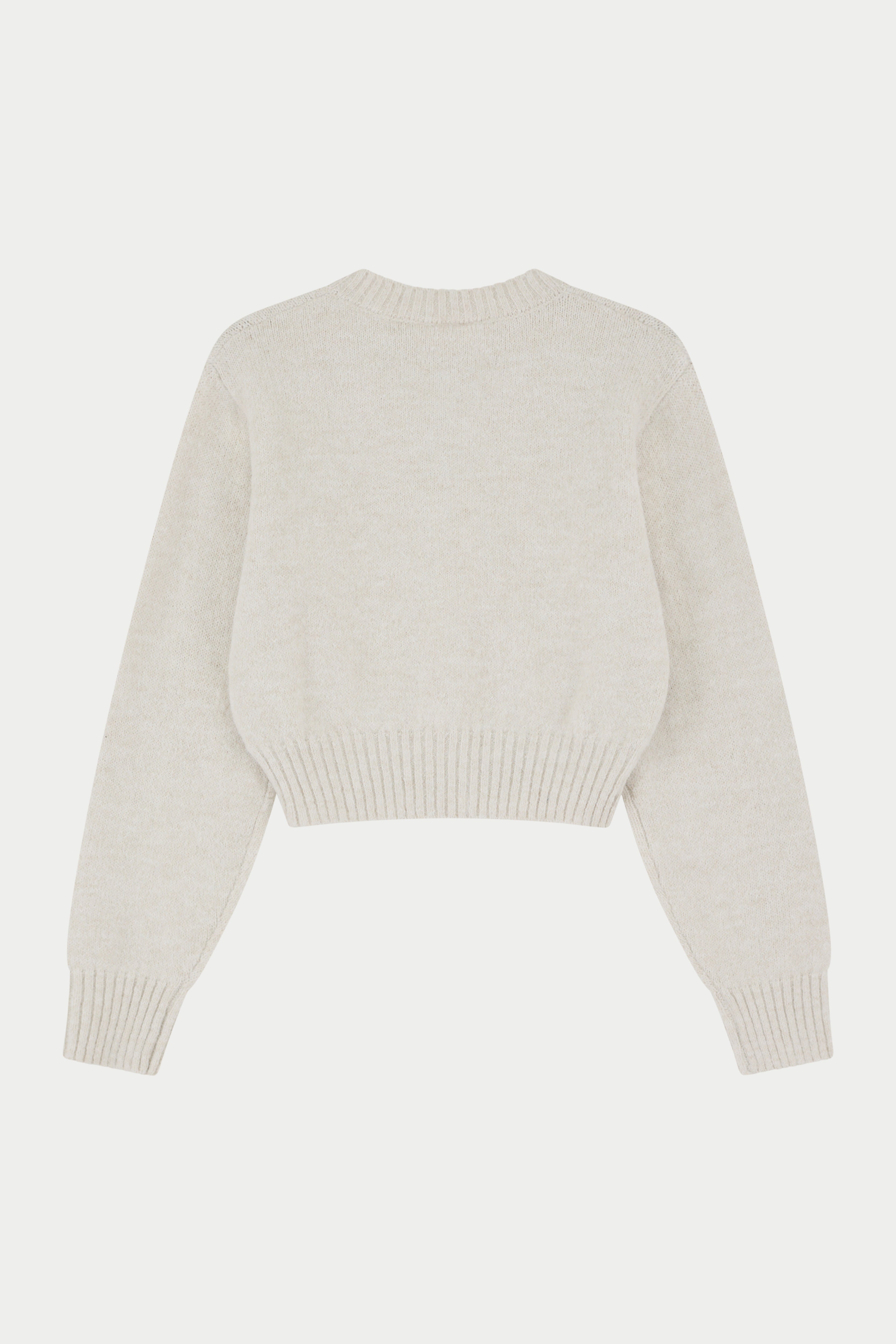 EMBLEM EMBROIDERED KNIT CROP CARDIGAN - OAT