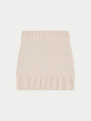 EMBLEM EMBROIDERED KNIT SKIRT - BUTTERMILK