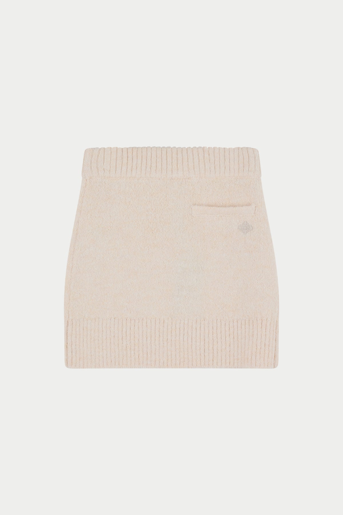 EMBLEM EMBROIDERED KNIT SKIRT - BUTTERMILK