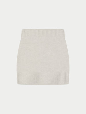 EMBLEM EMBROIDERED KNIT SKIRT - OAT