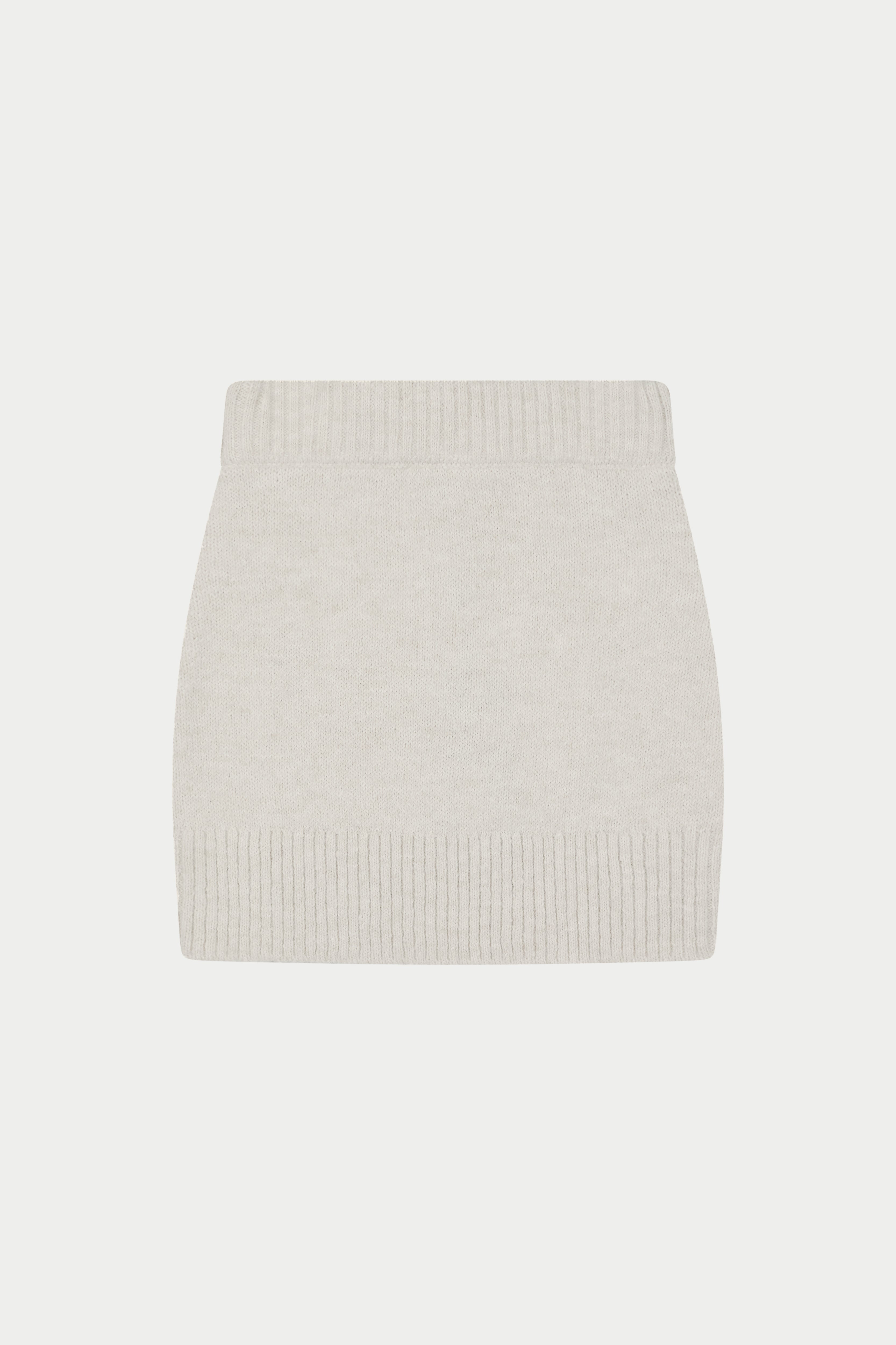 EMBLEM EMBROIDERED KNIT SKIRT - OAT