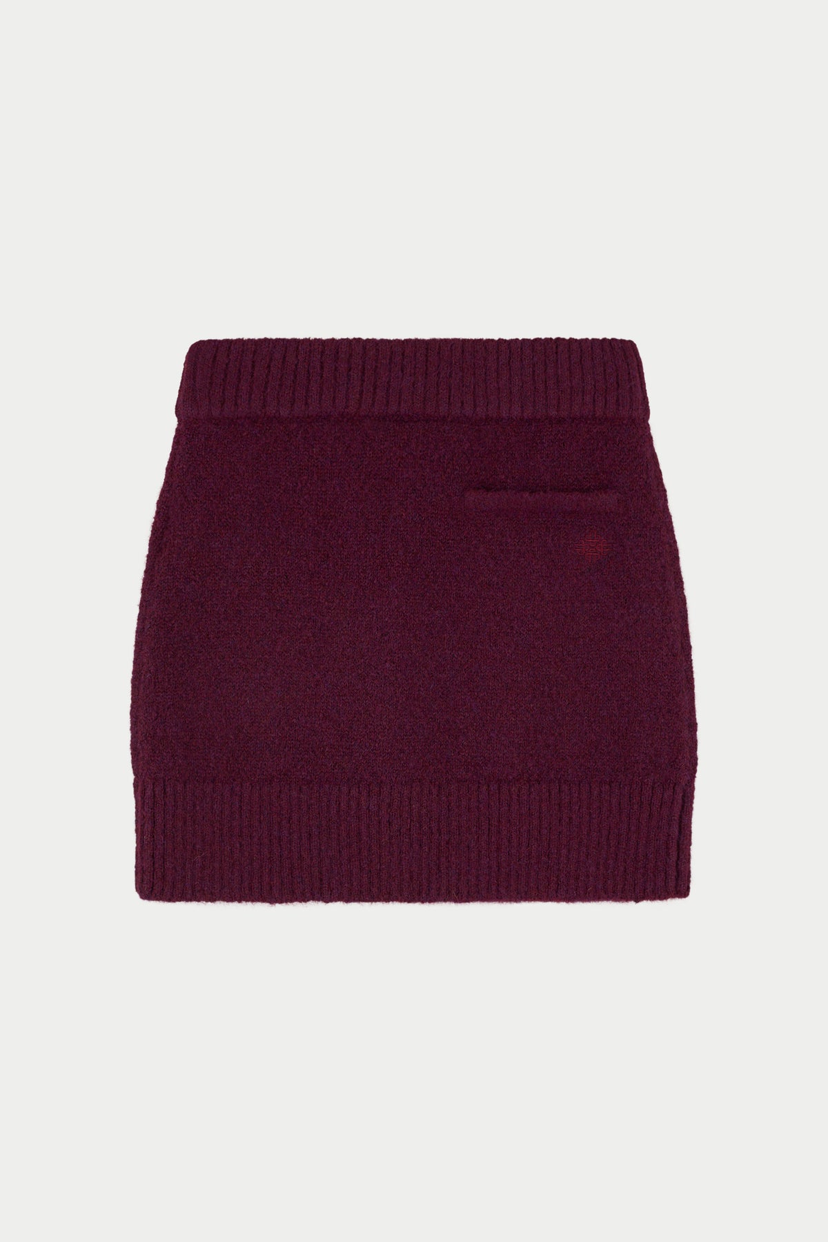 EMBLEM EMBROIDERED KNIT SKIRT - PLUM