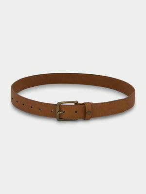 EMBLEM FAUX LEATHER BELT - TAN