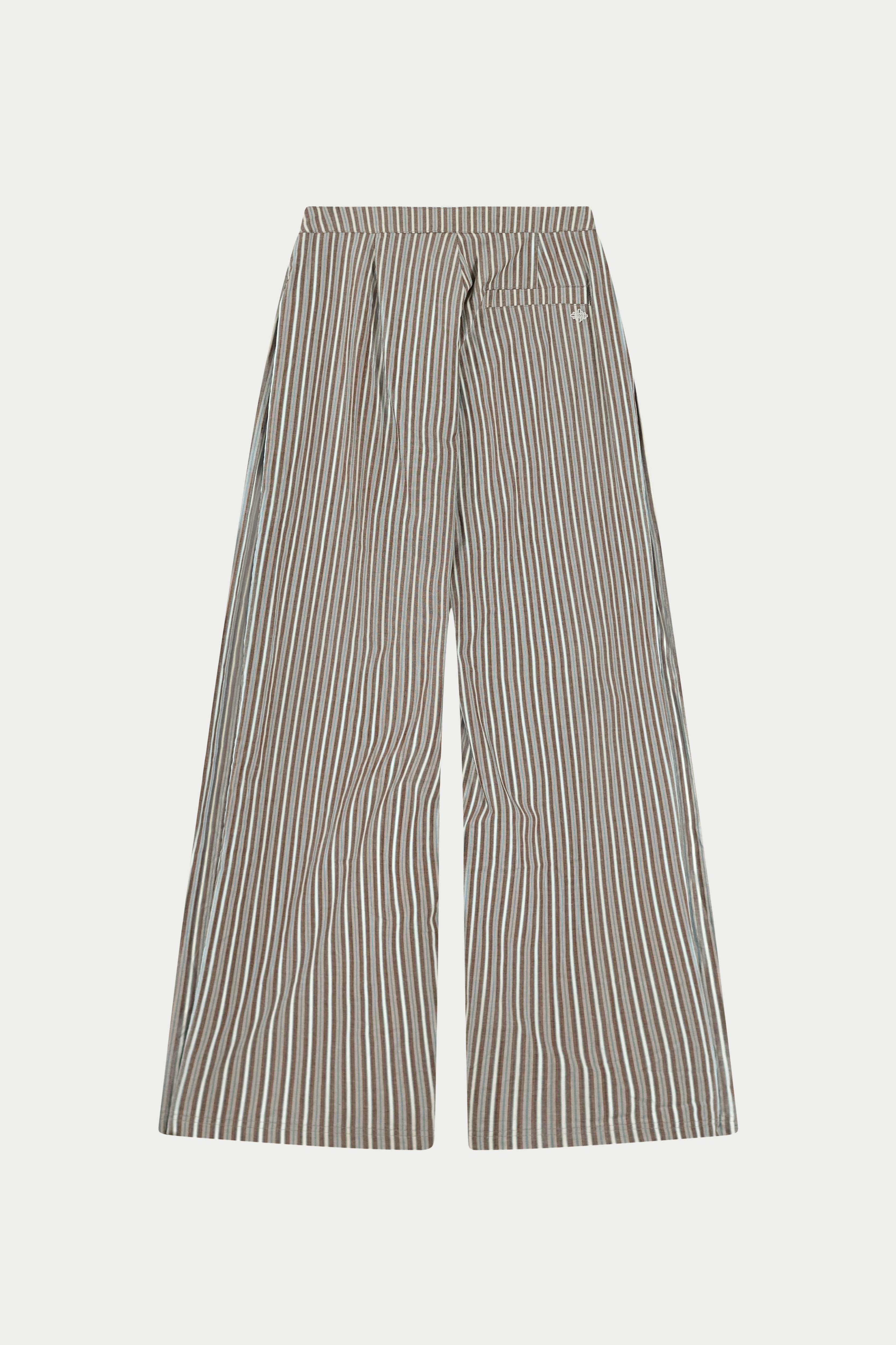 STRIPE WIDE LEG TROUSERS - KHAKI