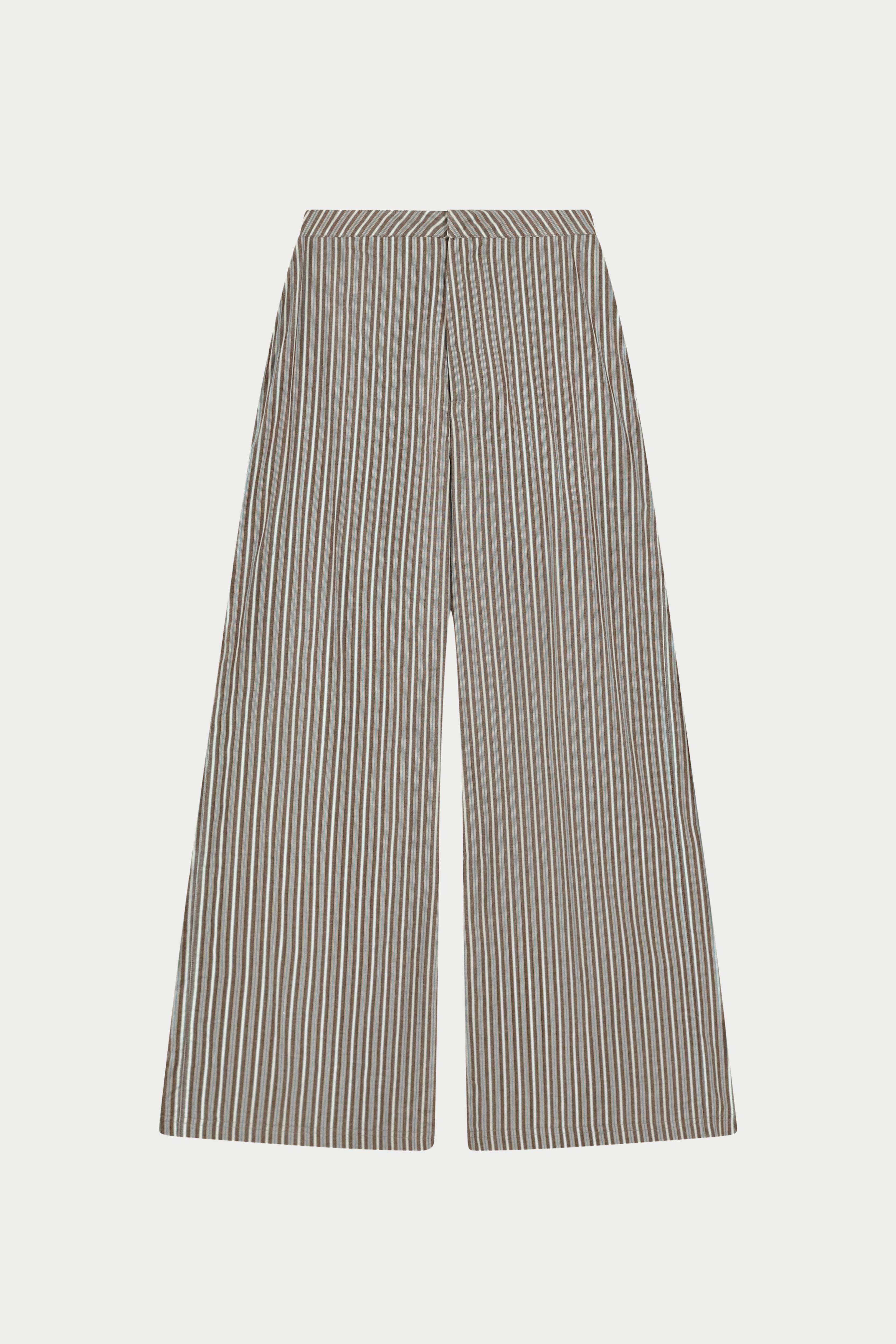 STRIPE WIDE LEG TROUSERS - KHAKI