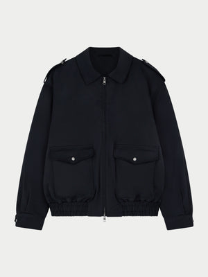 PADDED SMART FLIGHT BOMBER JACKET - BLACK