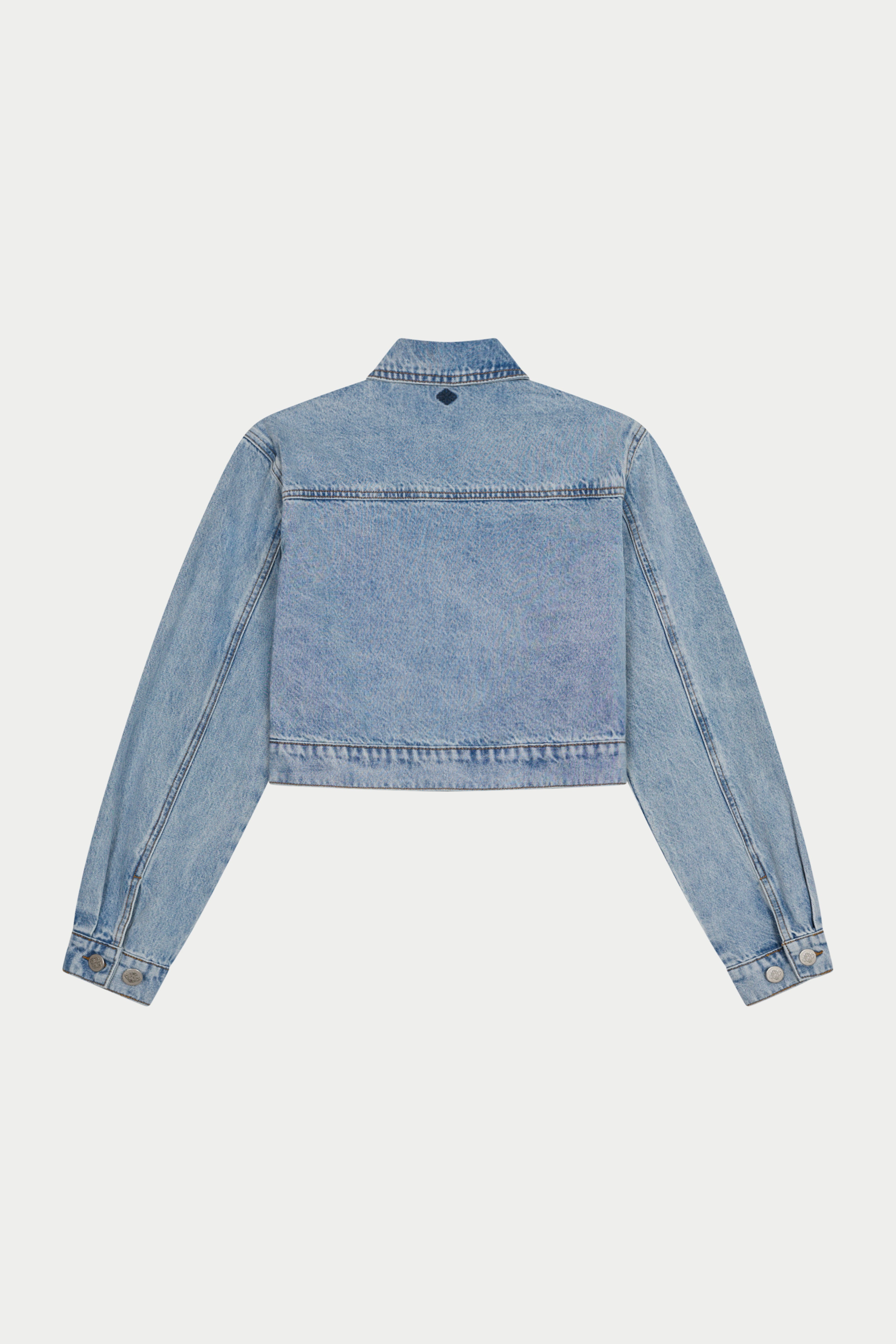 ZIP THROUGH DENIM JACKET - MID BLUE WASH