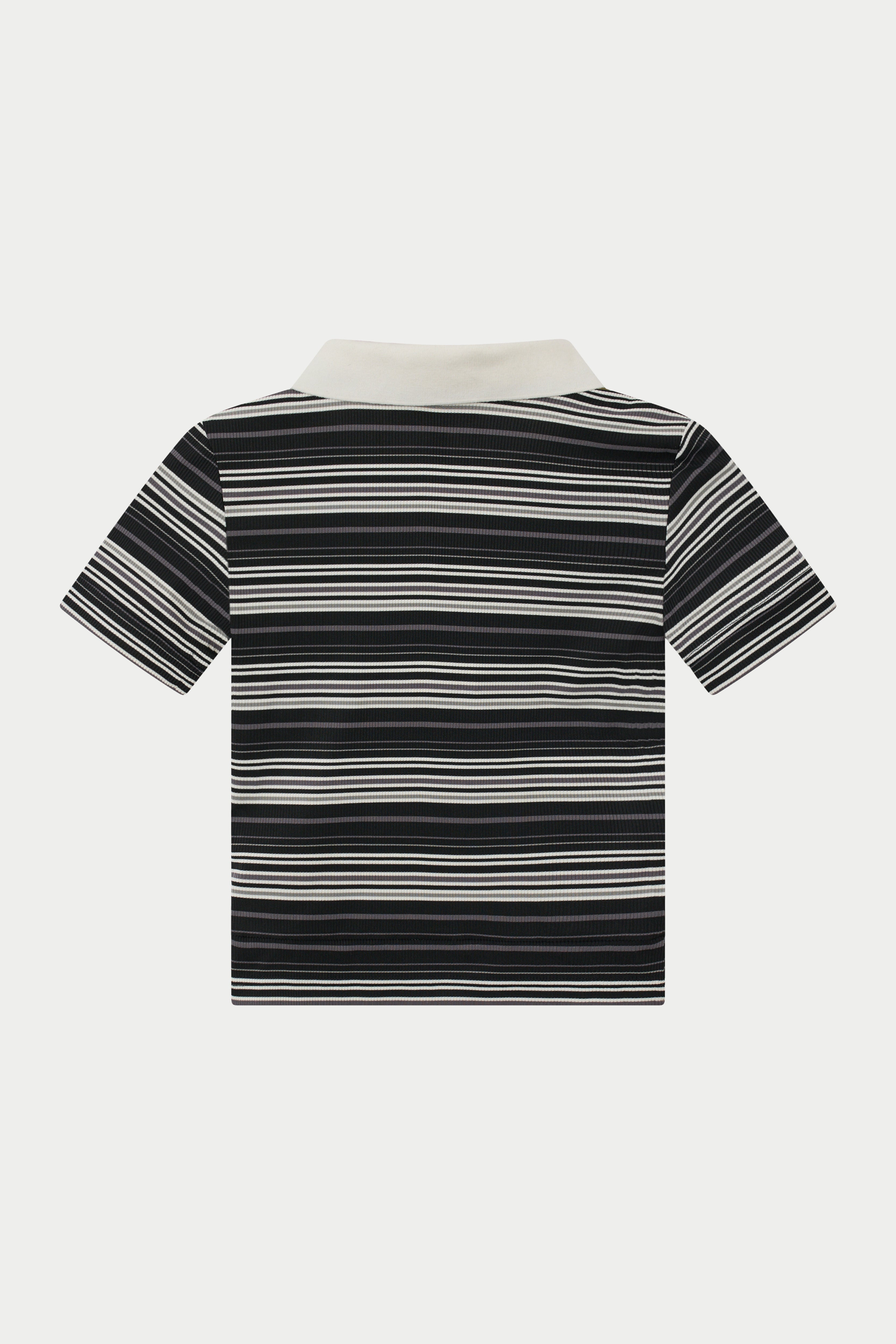 STRIPE SHORT SLEEVE POLO TOP - BLACK