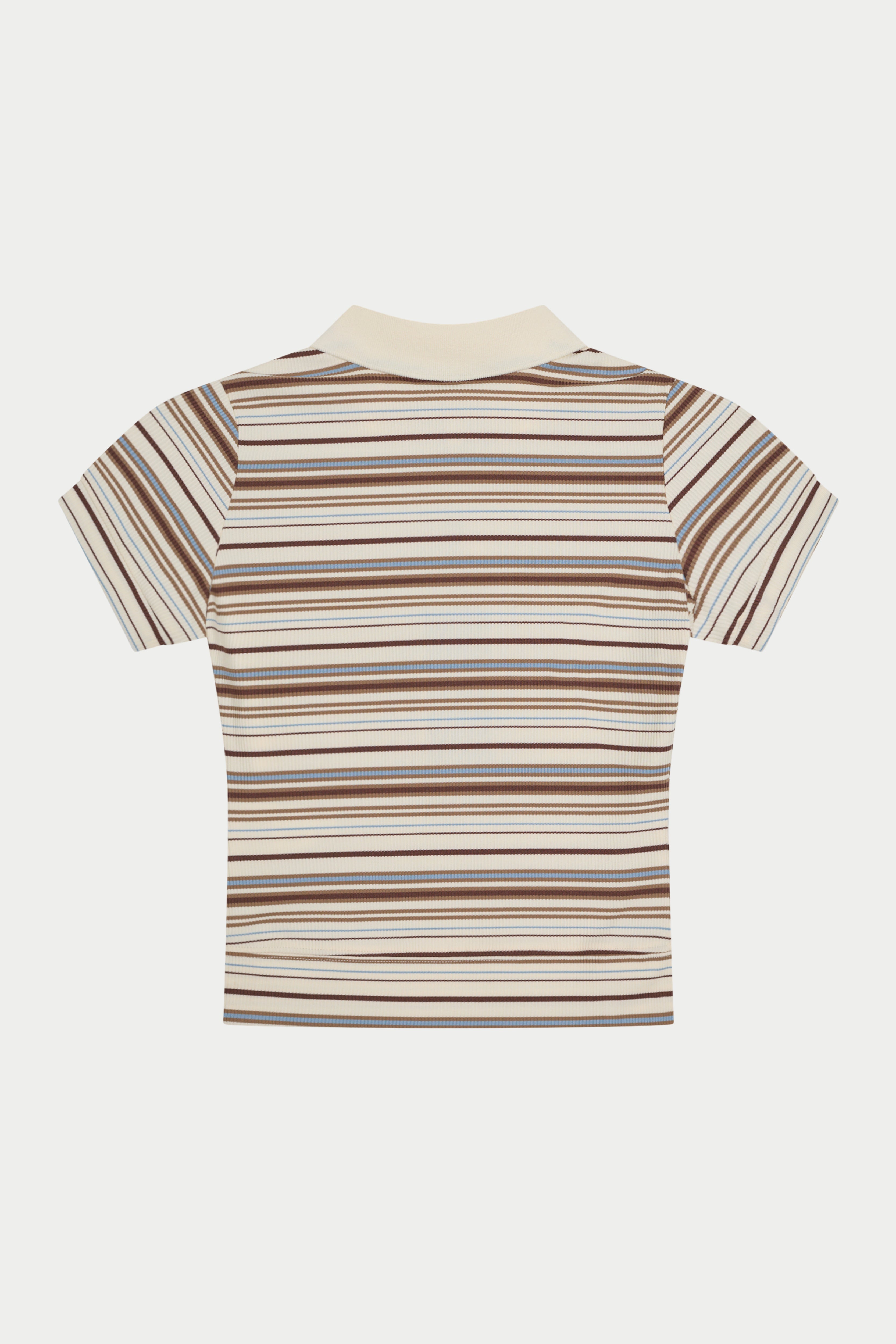 STRIPE SHORT SLEEVE POLO TOP - BEIGE
