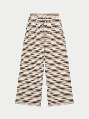 STRIPE WIDE LEG TROUSERS - BEIGE