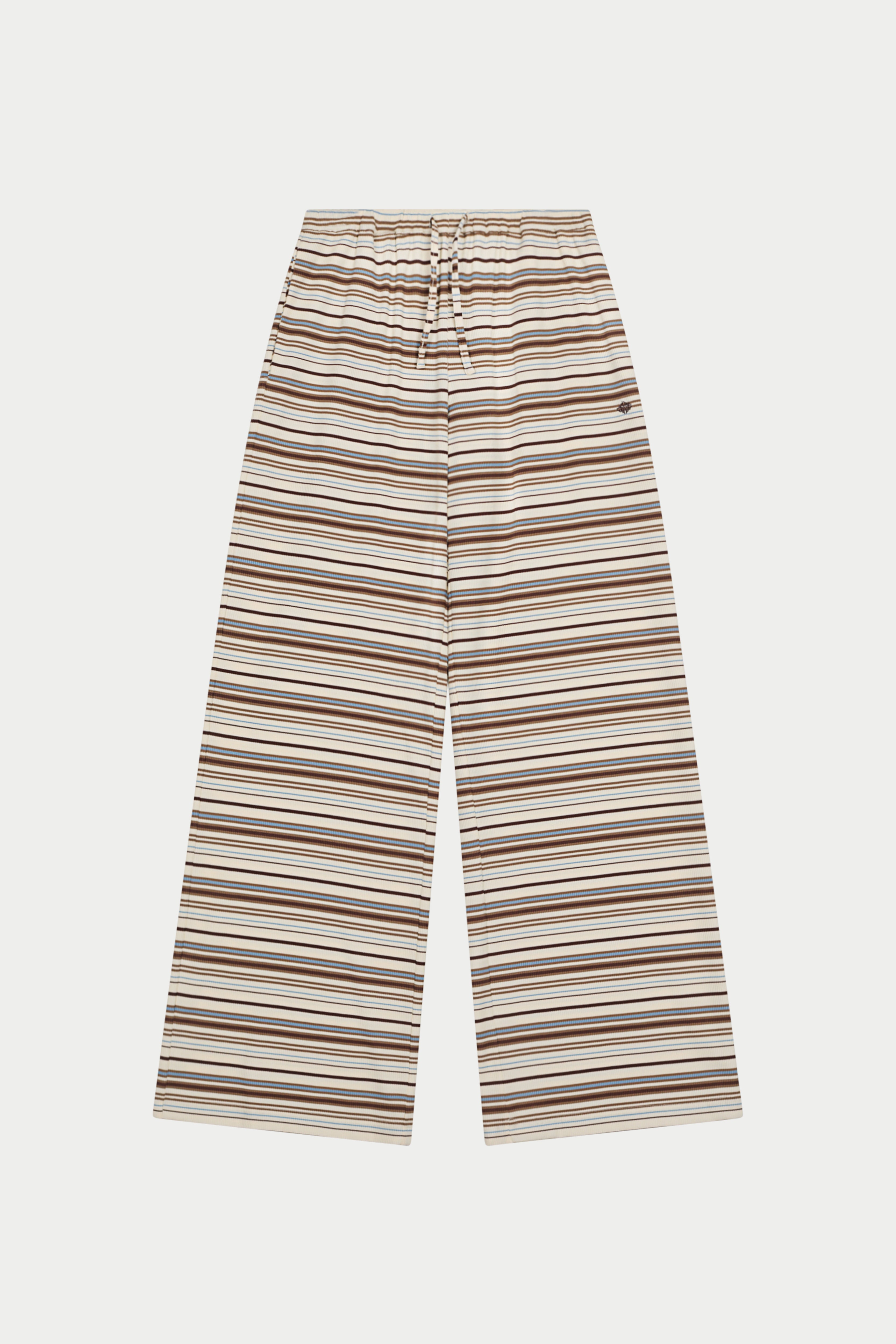 STRIPE WIDE LEG TROUSERS - BEIGE