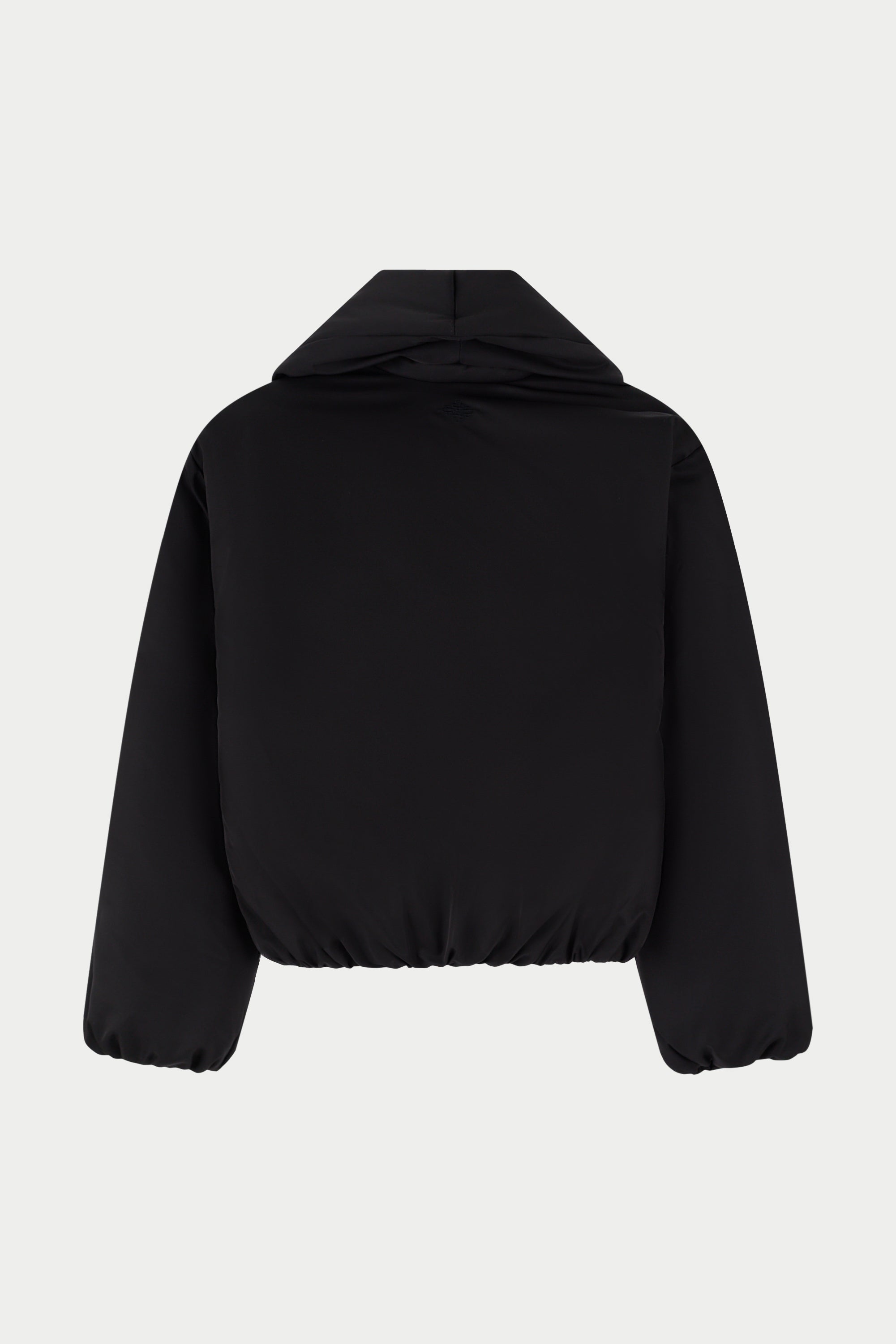 OVERSIZED COLLAR NYLON PUFFER COAT - BLACK