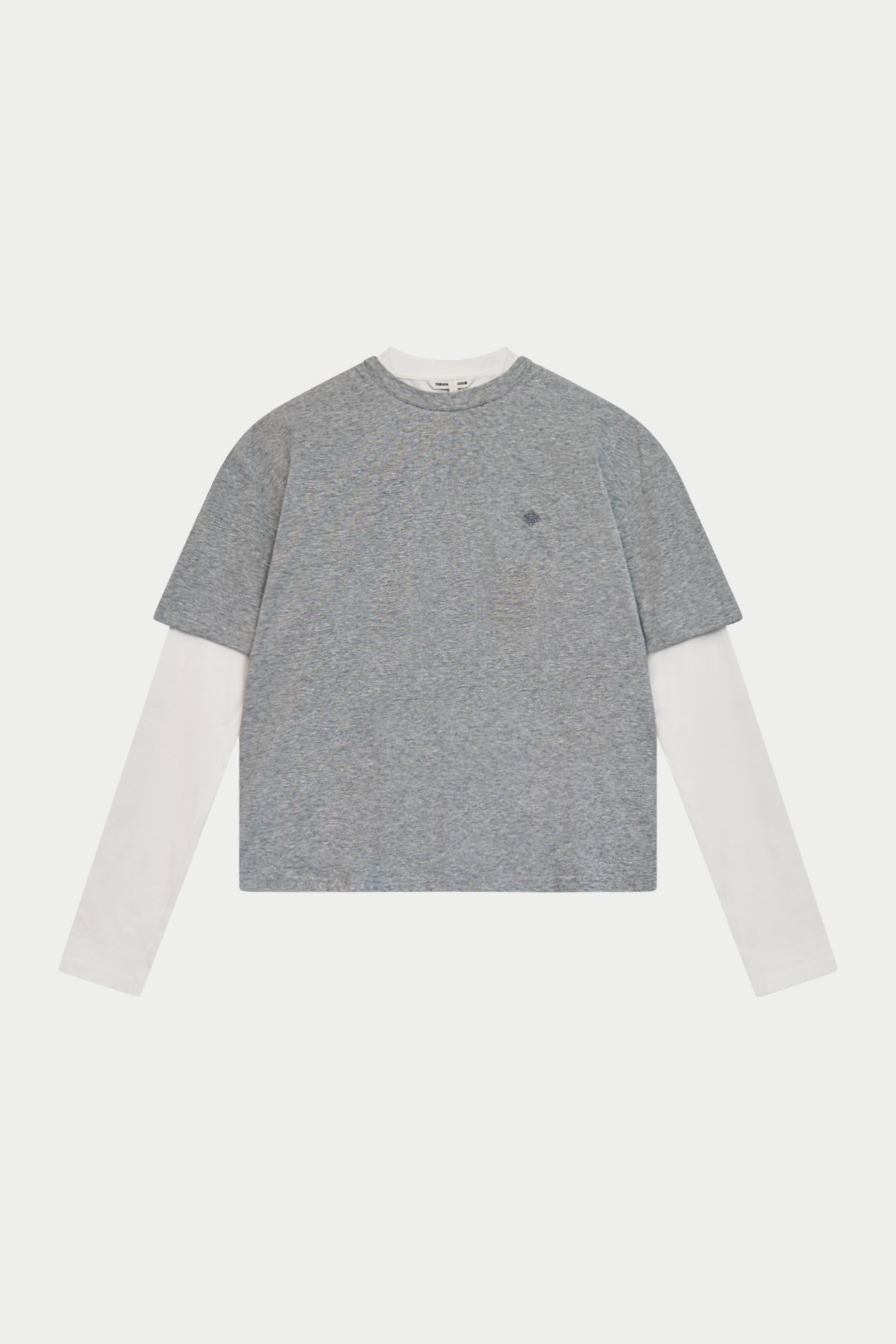 DOUBLE LAYER LONG SLEEVE T-SHIRT - GREY MARL