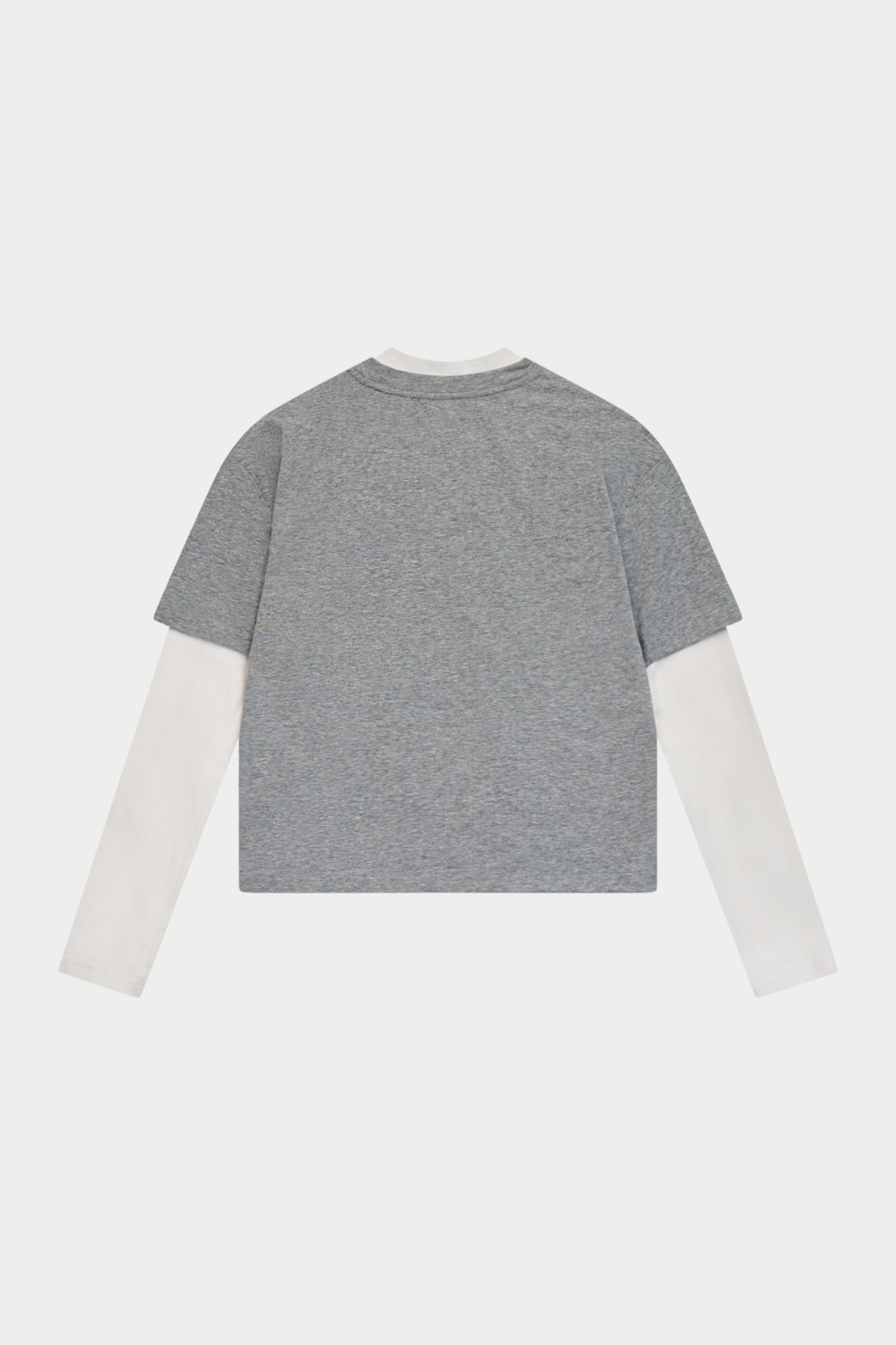 DOUBLE LAYER LONG SLEEVE T-SHIRT - GREY MARL