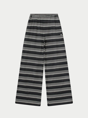 STRIPE WIDE LEG TROUSERS - BLACK