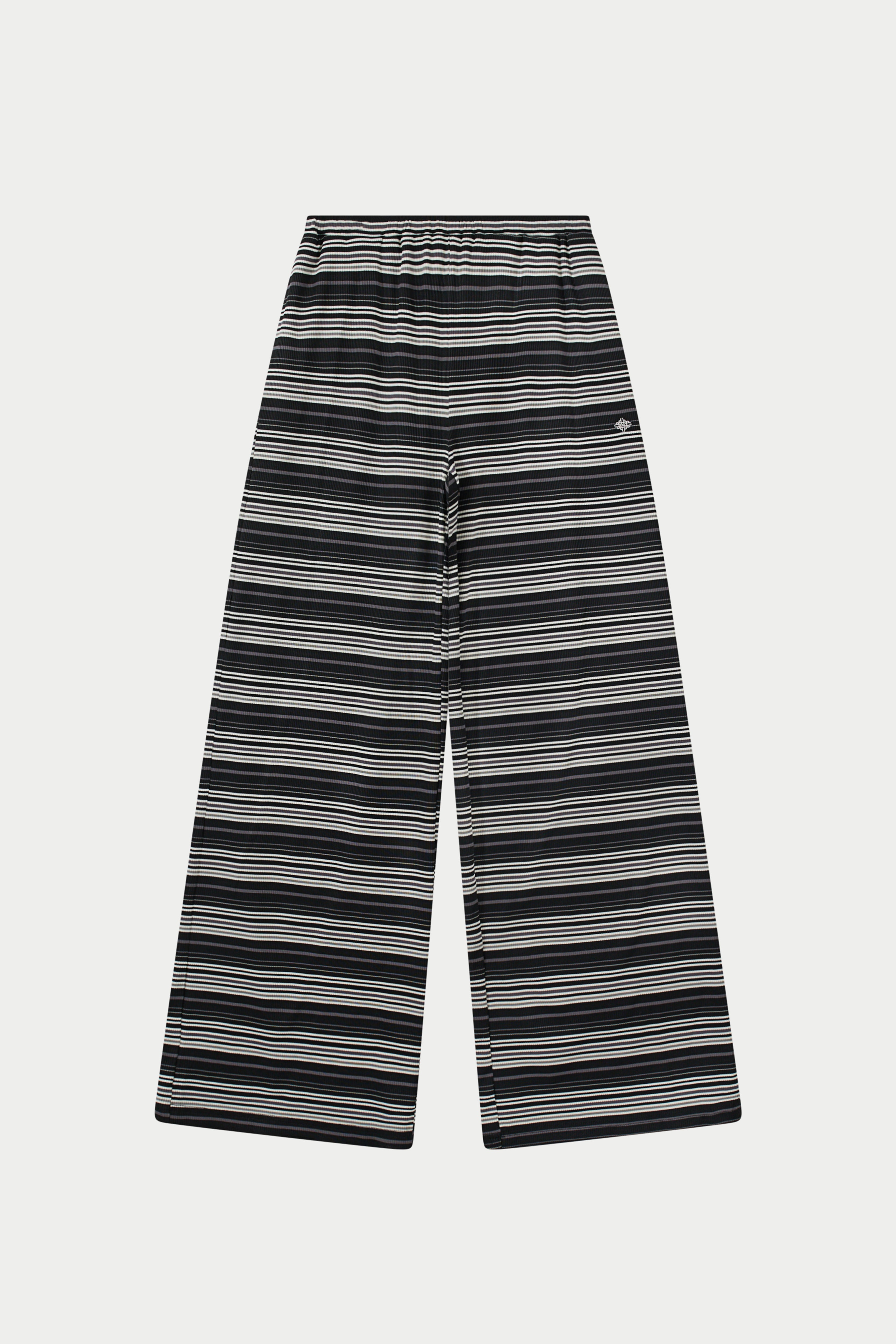 STRIPE WIDE LEG TROUSERS - BLACK