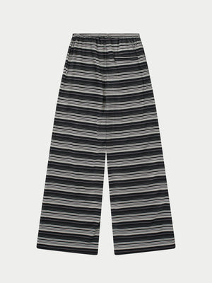 STRIPE WIDE LEG TROUSERS - BLACK