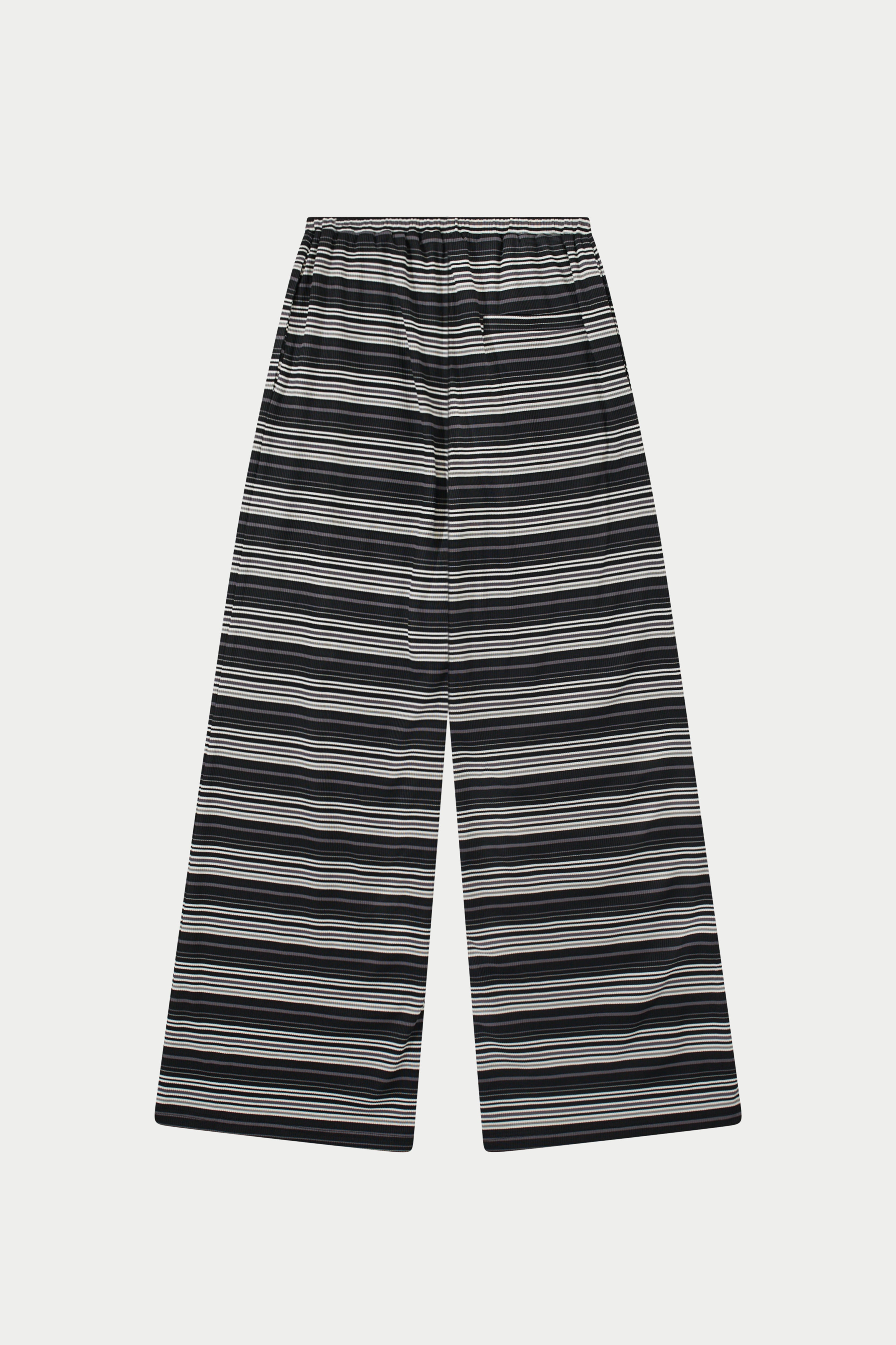 STRIPE WIDE LEG TROUSERS - BLACK