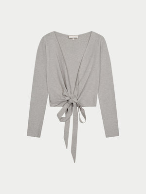 WRAP AROUND KNIT CARDIGAN - GREY MARL