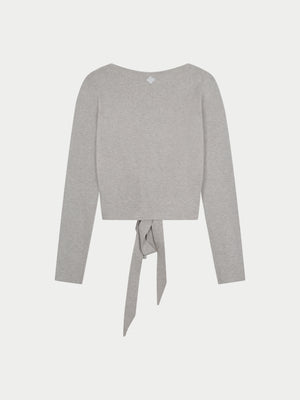 WRAP AROUND KNIT CARDIGAN - GREY MARL
