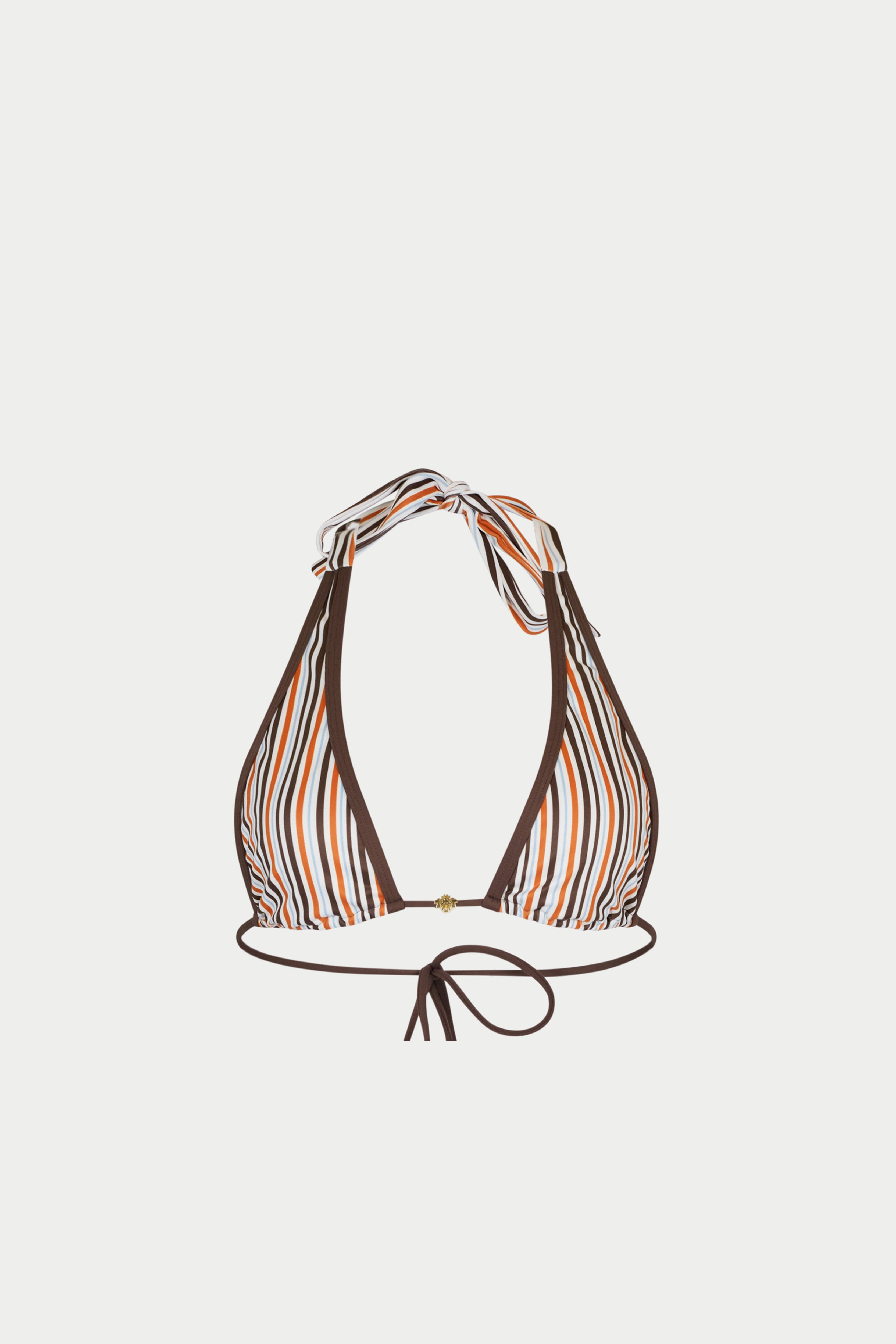 STRIPE TRIANGLE BIKINI TOP - CHOCOLATE