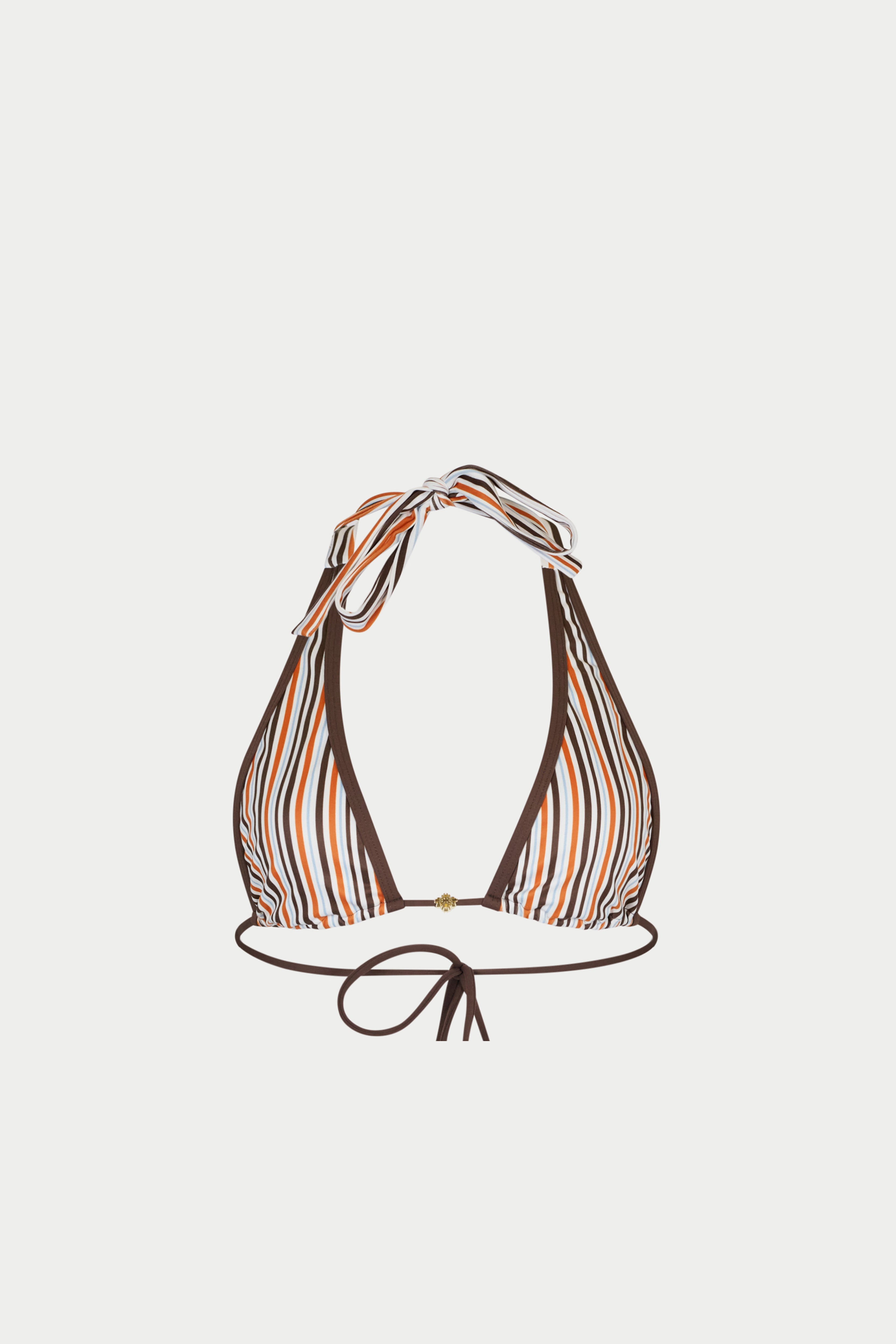 STRIPE TRIANGLE BIKINI TOP - CHOCOLATE