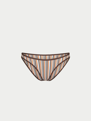 STRIPE HIGH LEG BIKINI BOTTOMS - CHOCOLATE