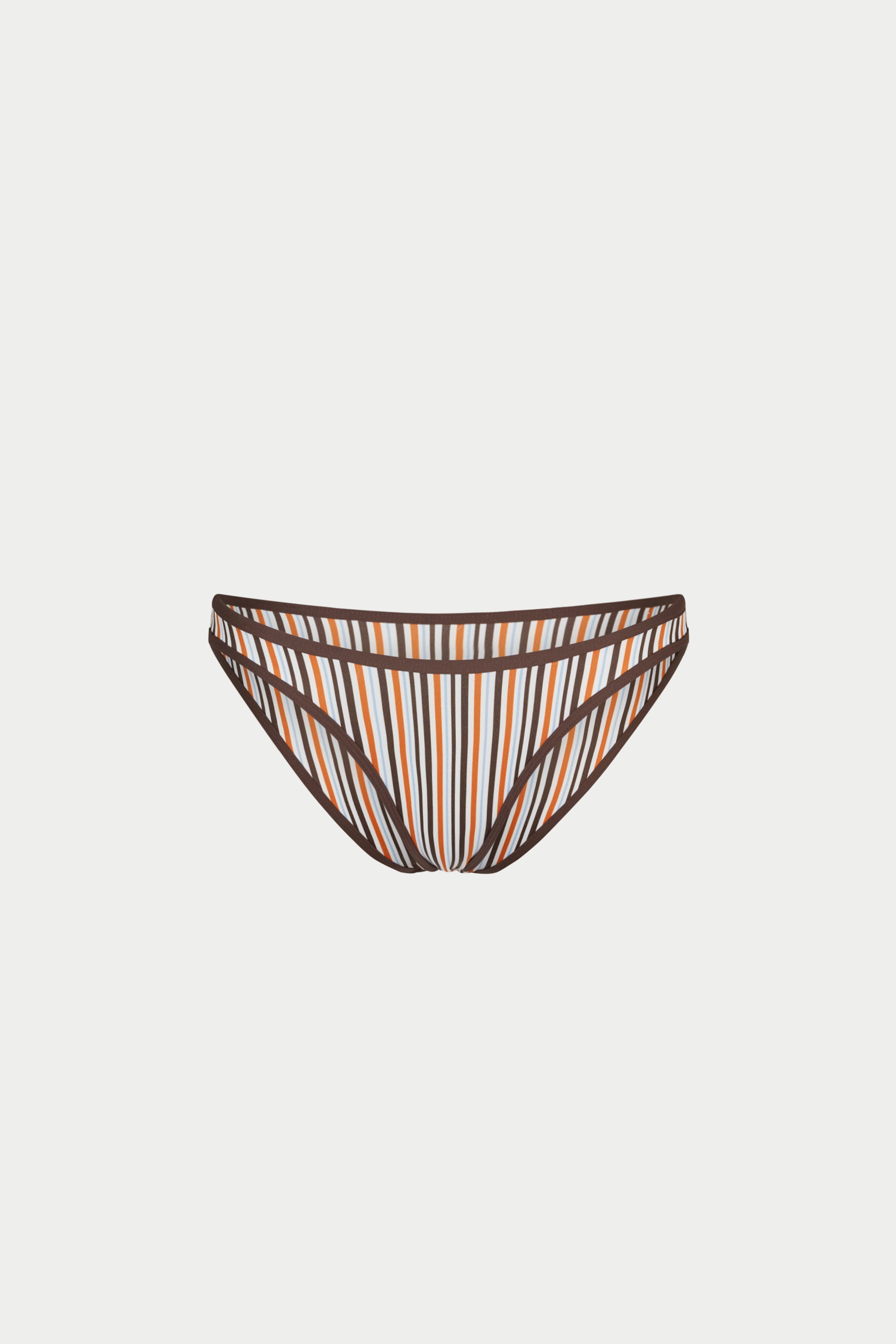 STRIPE HIGH LEG BIKINI BOTTOMS - CHOCOLATE