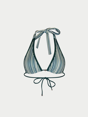 STRIPE TRIANGLE BIKINI TOP - GREEN