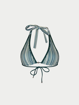 STRIPE TRIANGLE BIKINI TOP - GREEN