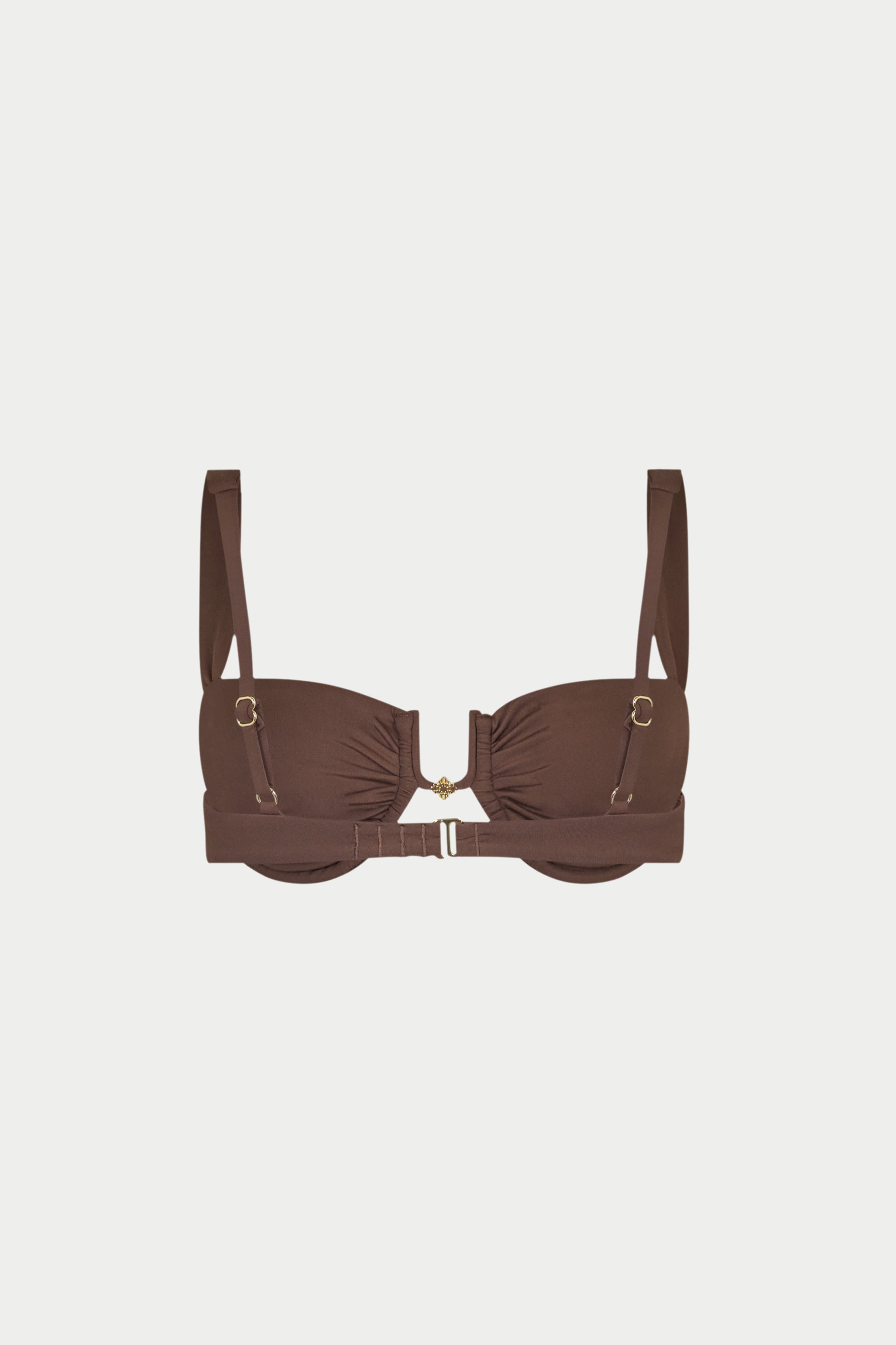 RUCHED CUP BIKINI TOP - CHOCOLATE
