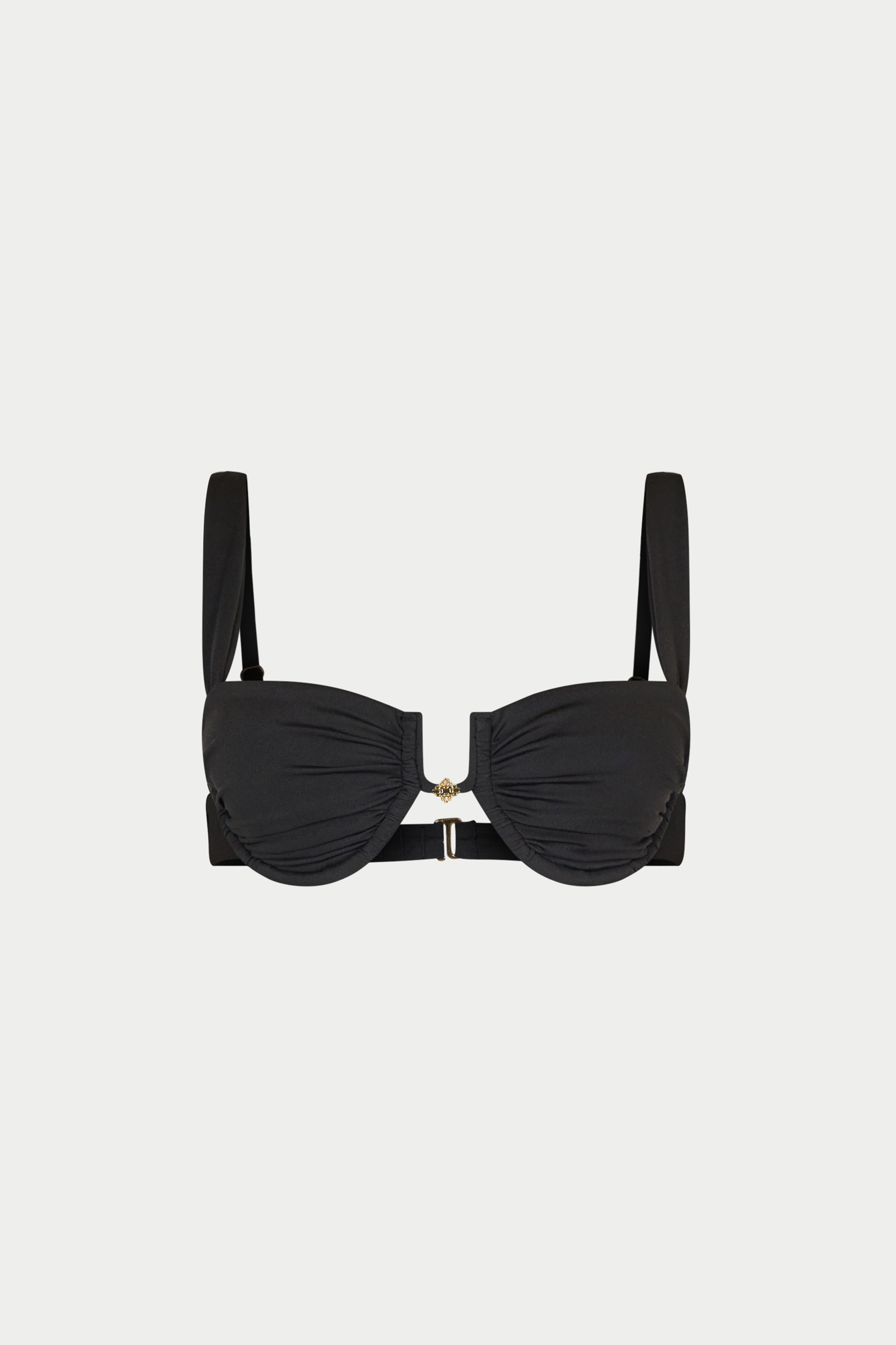 RUCHED CUP BIKINI TOP - BLACK