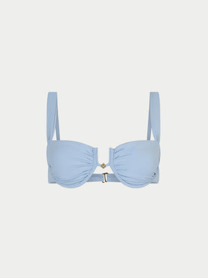 RUCHED CUP BIKINI TOP - POWDER BLUE