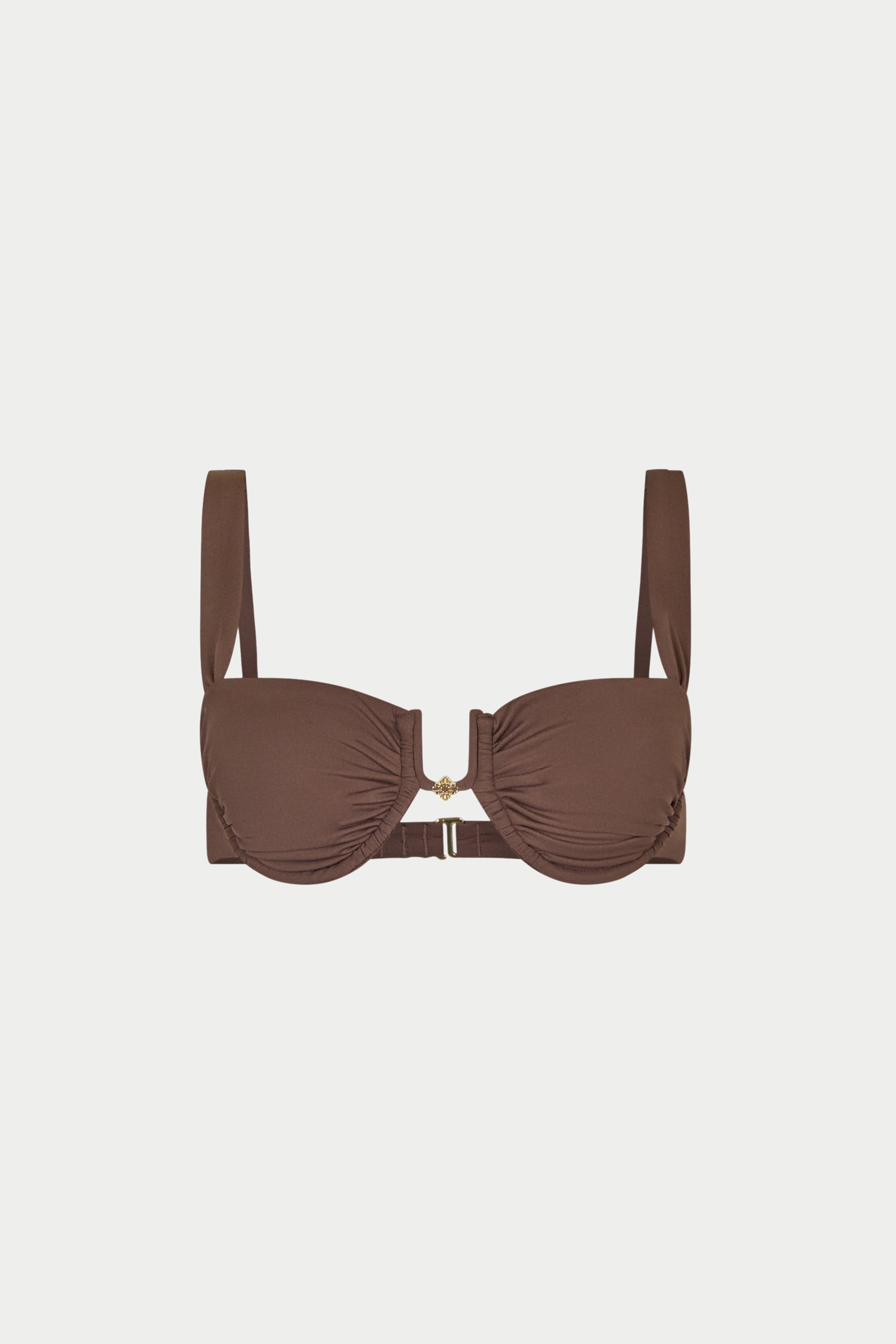 RUCHED CUP BIKINI TOP - CHOCOLATE