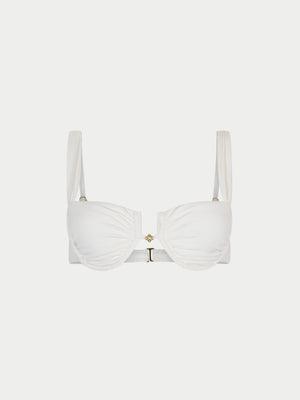 RUCHED CUP BIKINI TOP - WHITE