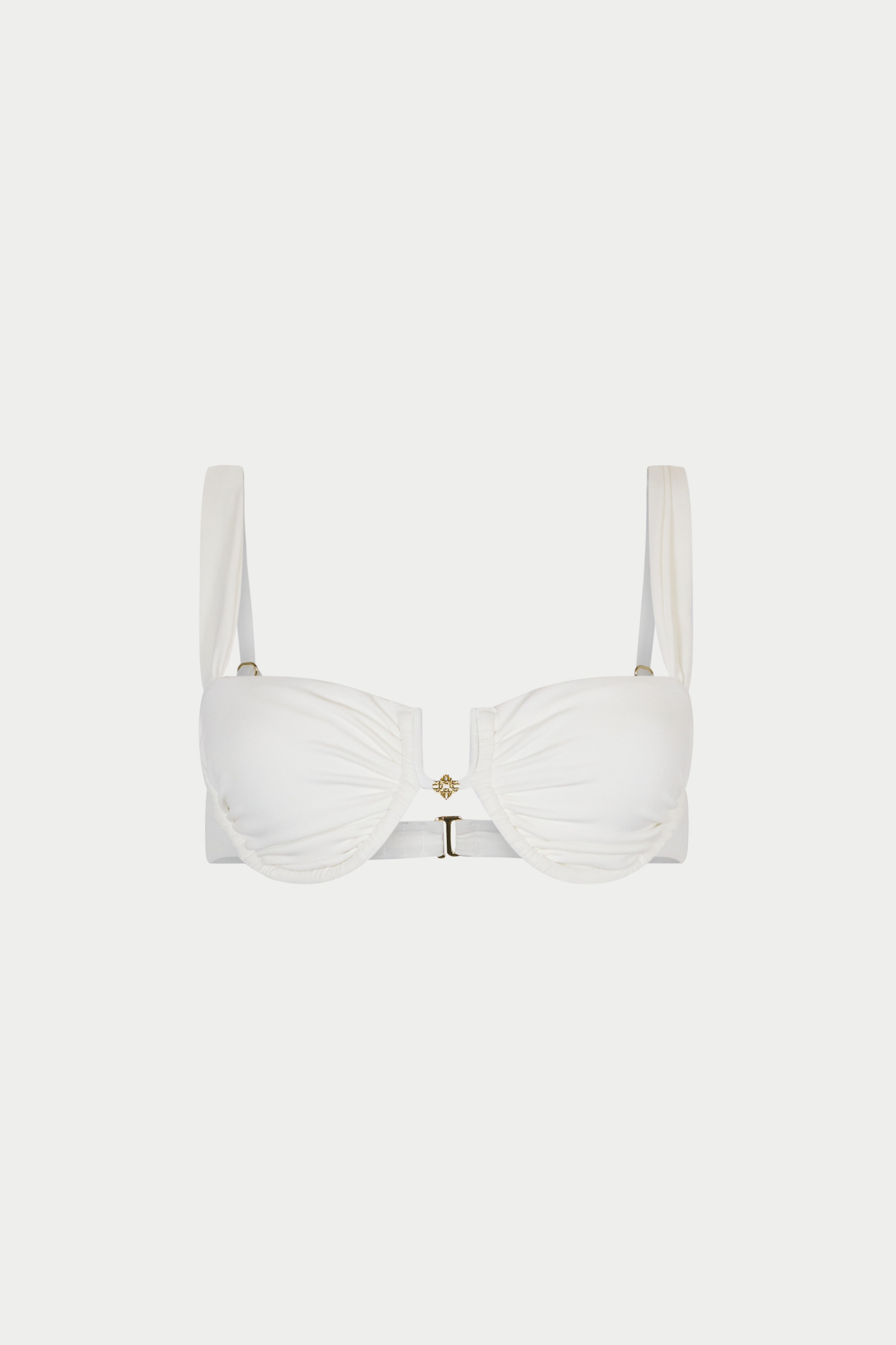 RUCHED CUP BIKINI TOP - WHITE