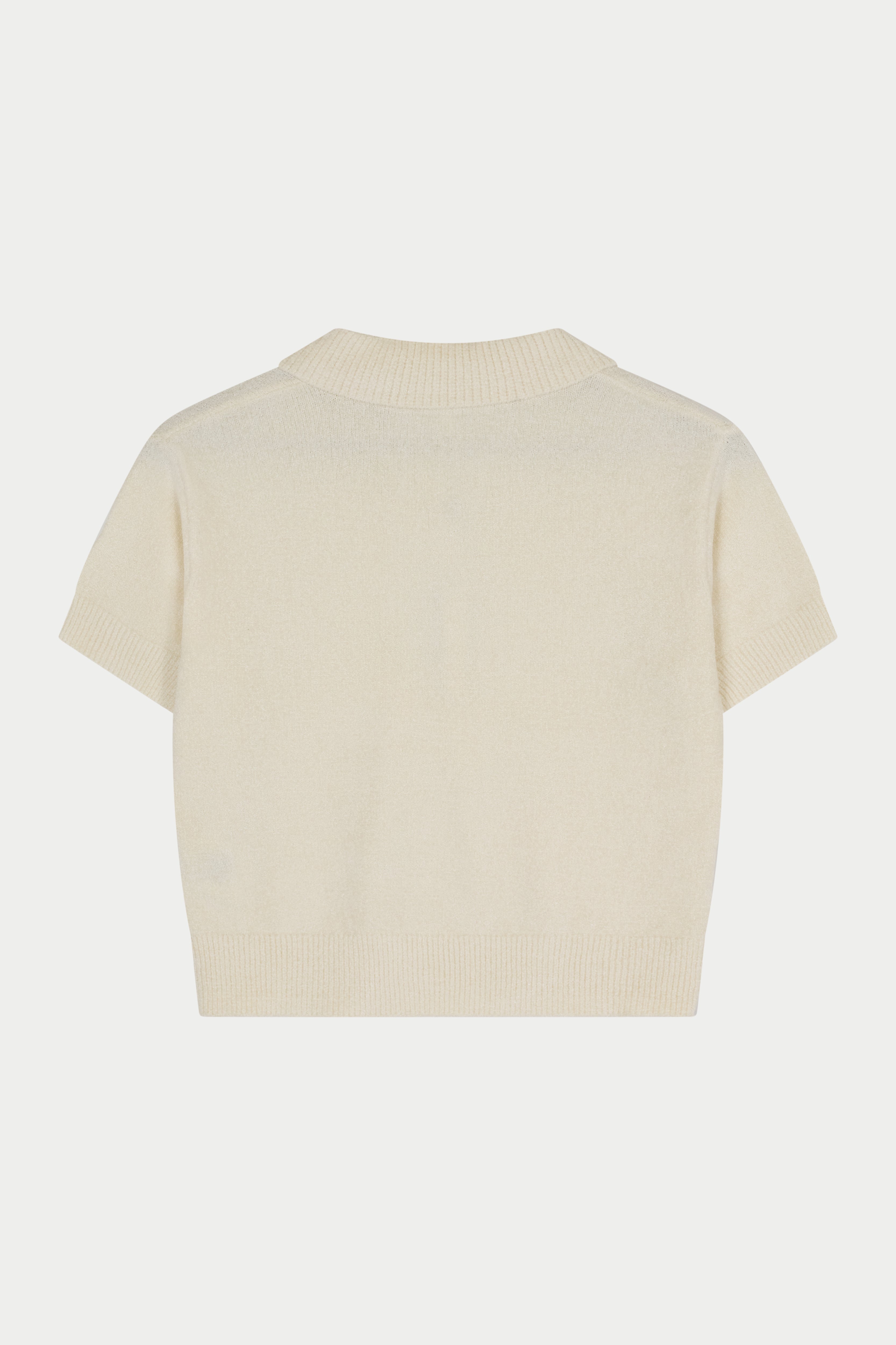 TOWELLING OPEN COLLAR T-SHIRT - WHITE