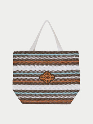 STRIPE EMBLEM BEACH BAG - CHOCOLATE