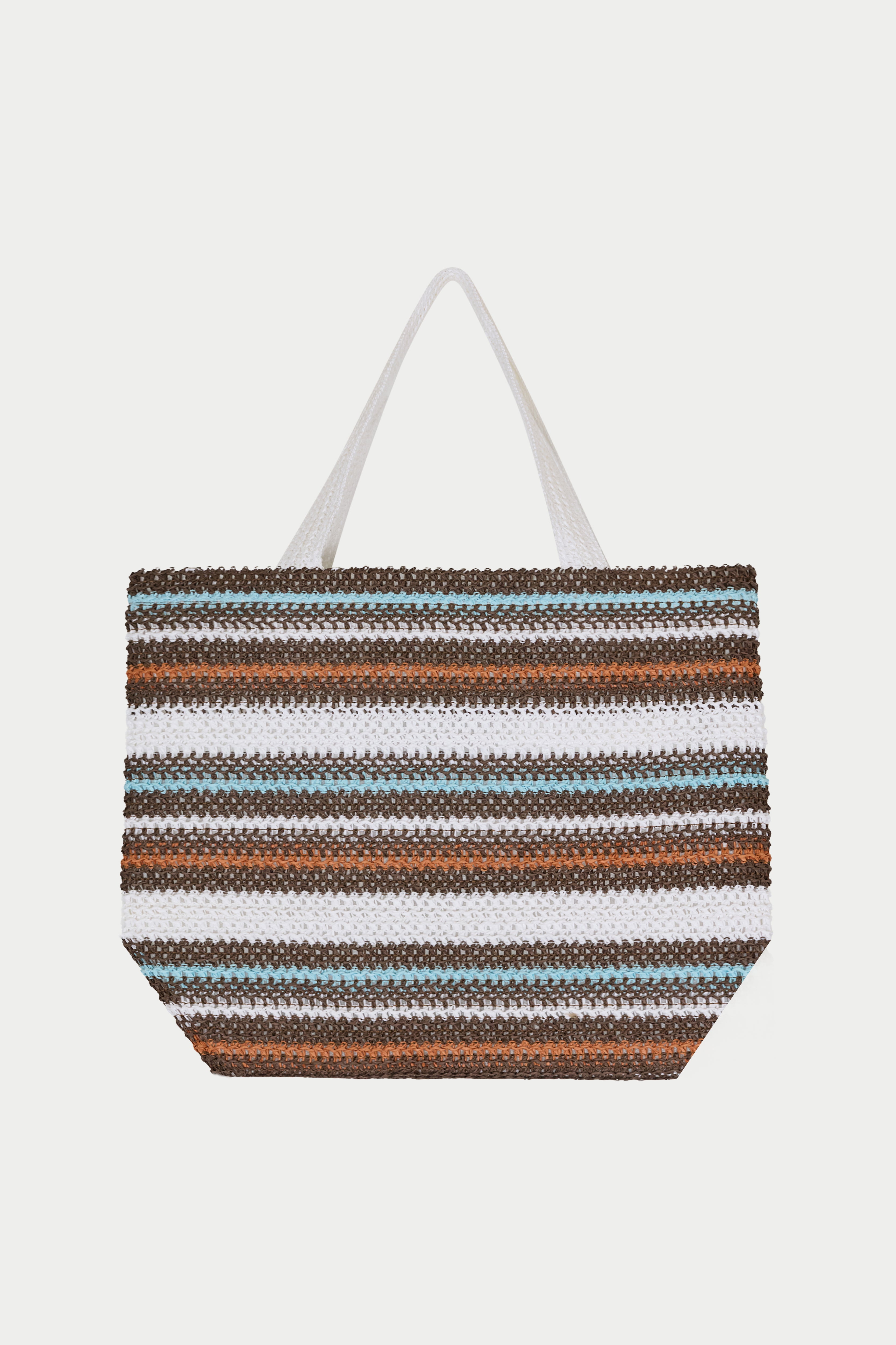 STRIPE EMBLEM BEACH BAG - CHOCOLATE