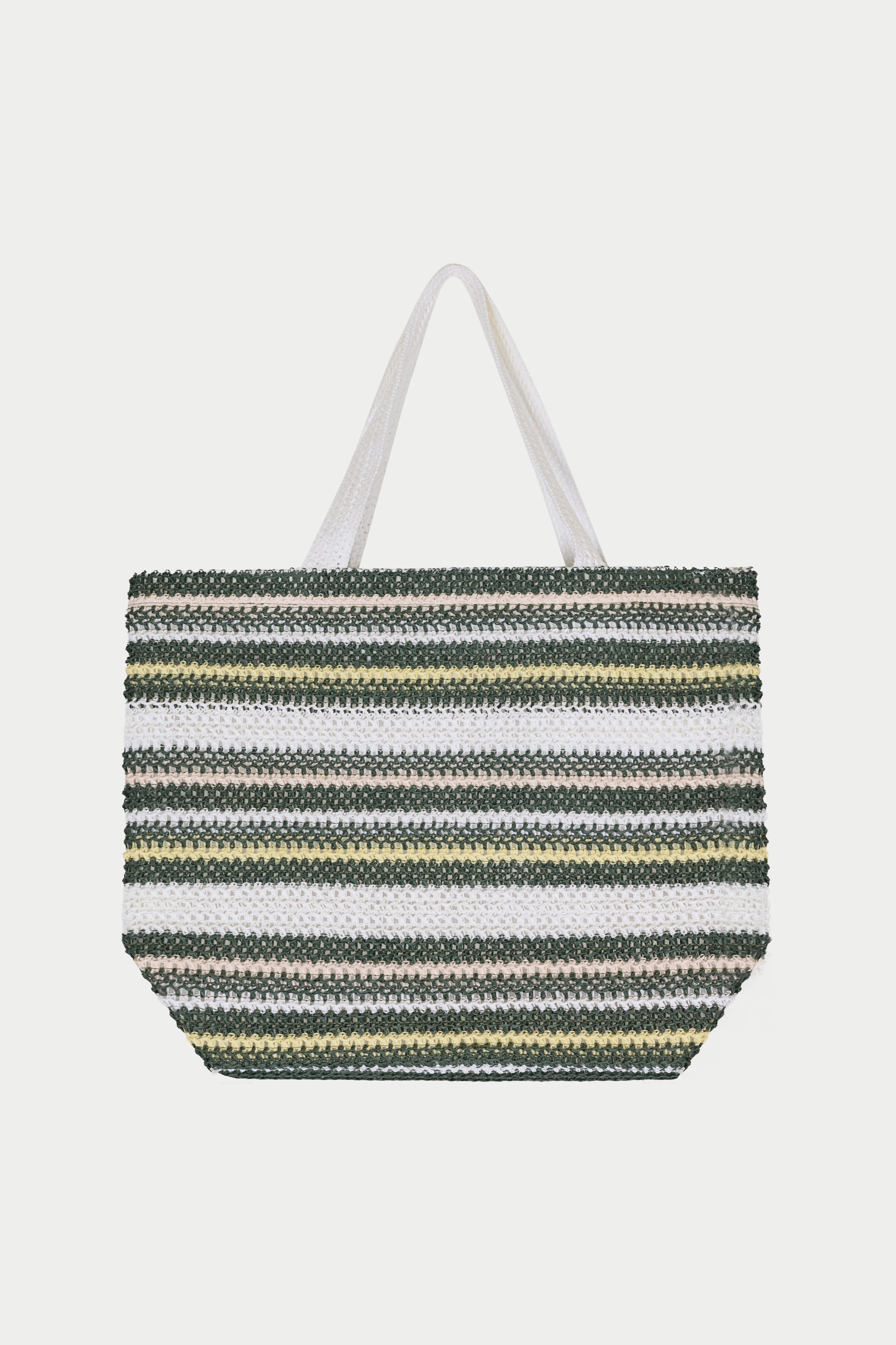STRIPE EMBLEM BEACH BAG - GREEN