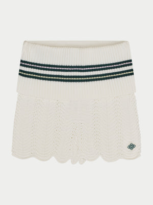 CROCHET KNITTED FOLDOVER SHORTS - FOREST GREEN