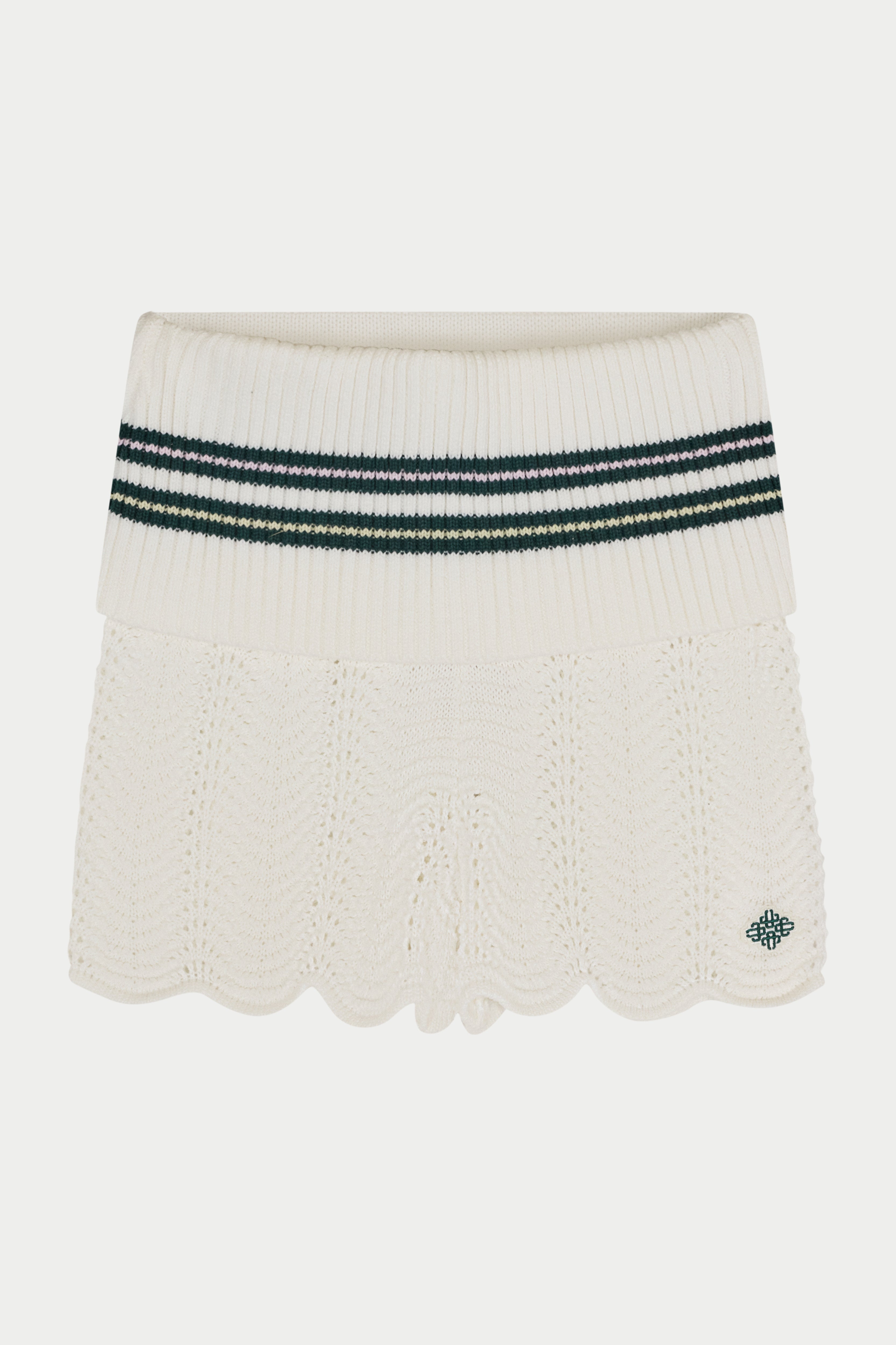 CROCHET KNITTED FOLDOVER SHORTS - FOREST GREEN