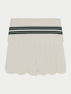 CROCHET KNITTED FOLDOVER SHORTS - FOREST GREEN